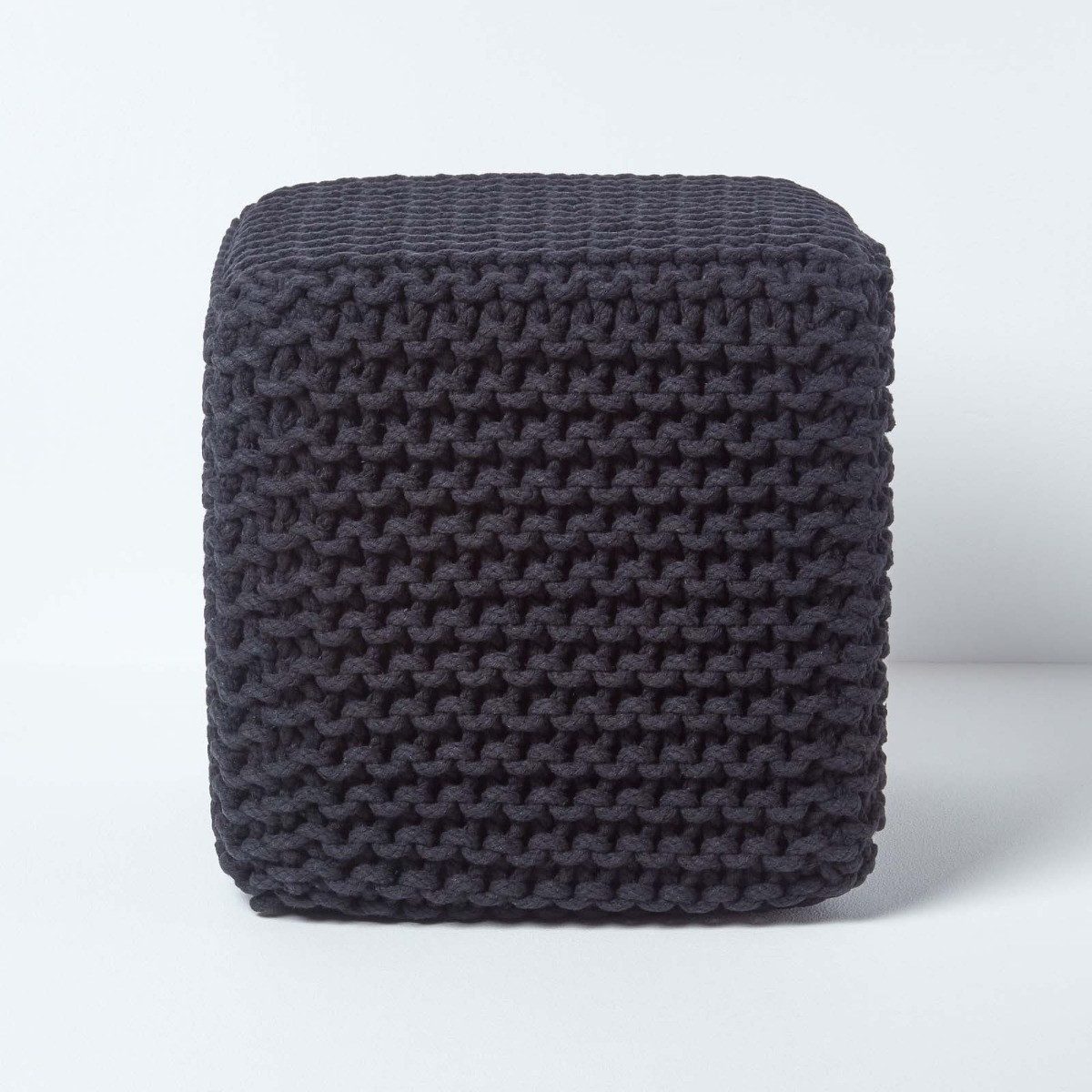 Homescapes Pouf Gestrickter Sitzwürfel 100% Baumwolle, günstig online kaufen