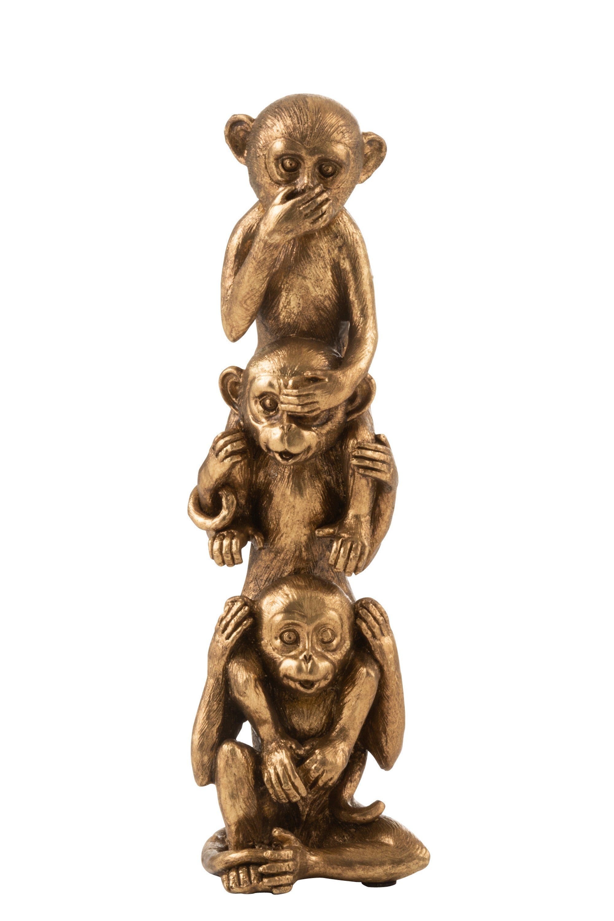 GILDE Dekoobjekt 3 Affen in Antik Gold nichts Hören, Sehen, Sagen, 32cm Höhe