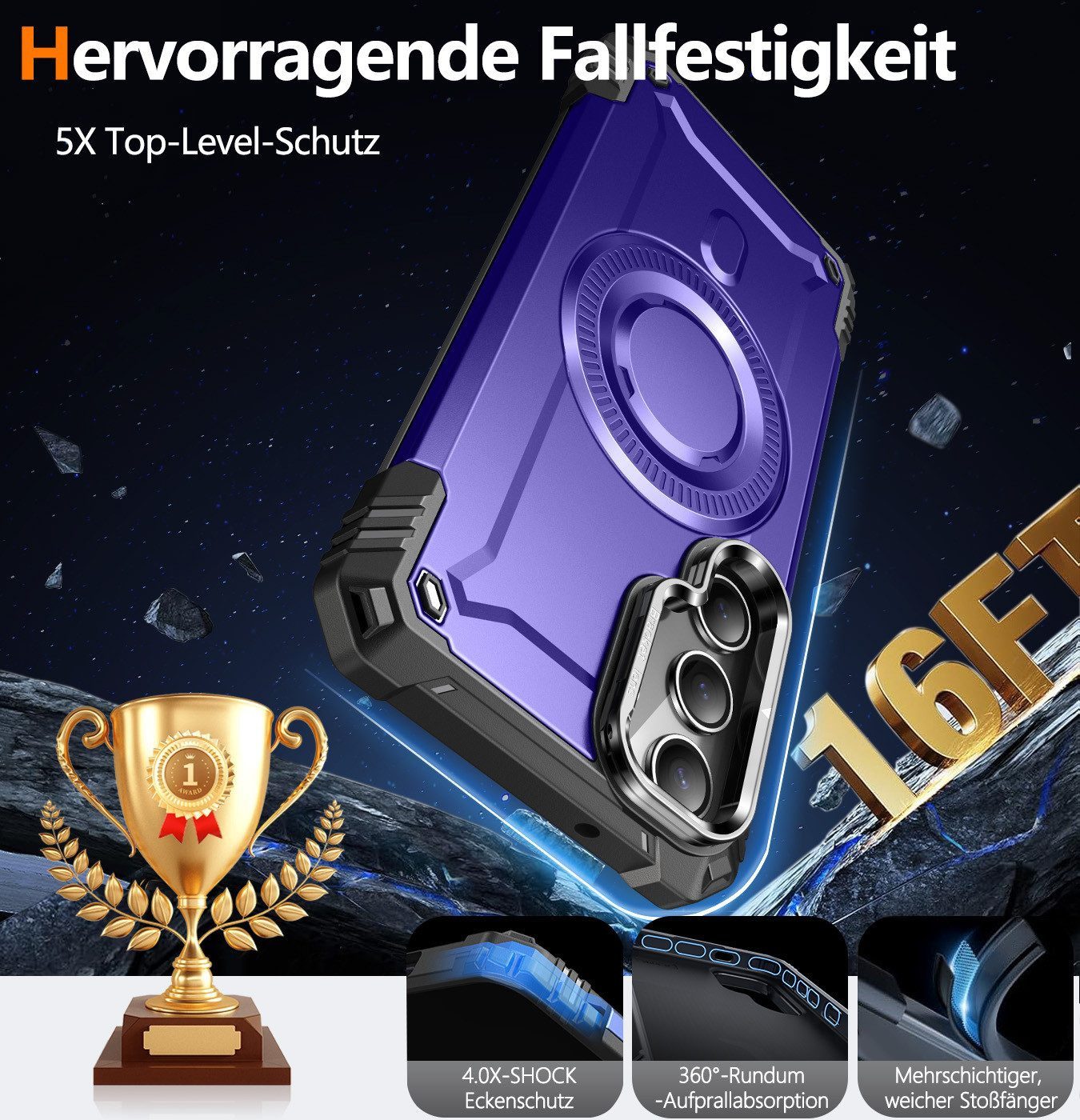 Vivitar Handyhülle Samsung Galaxy S25 Ultra Hülle MagSafe Kompatibel mit Kameraständer mit Kameraschutz, Fallschutz, TPU/PC Backcover für Samsung S25 Ultra, Sto – Bild 5 von 5