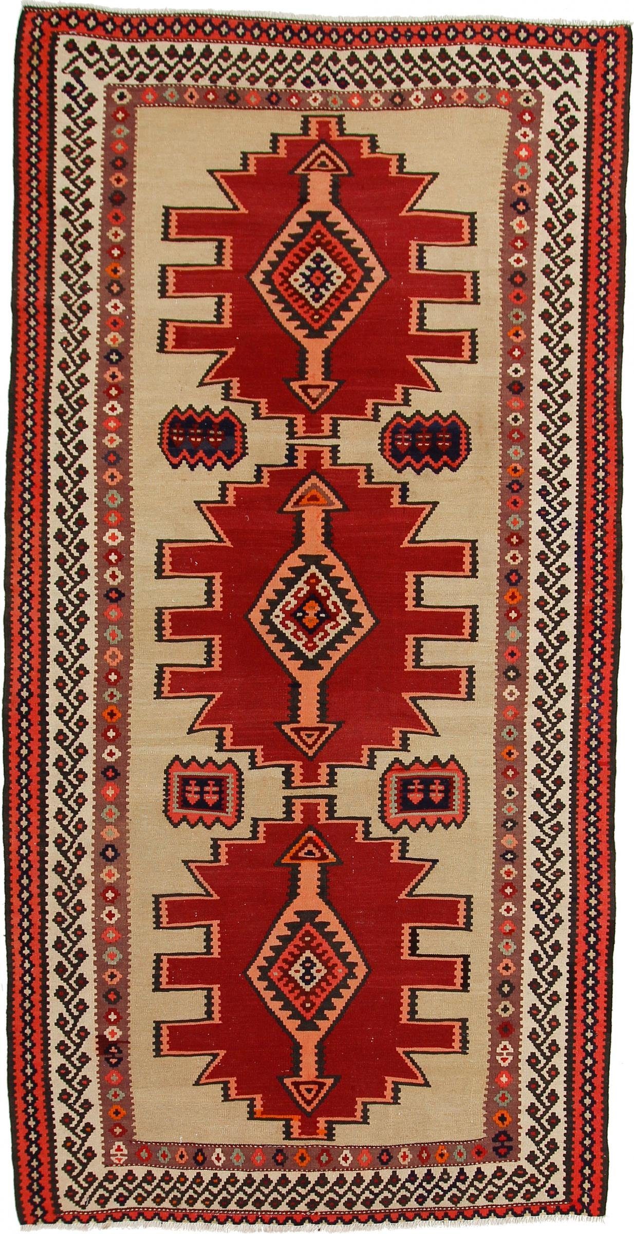 Orientteppich Perser Kelim Fars Azerbaijan Antik 305x154 Handgewebt Orientteppich, Nain Trading, Läufer, Höhe: 0.4 mm
