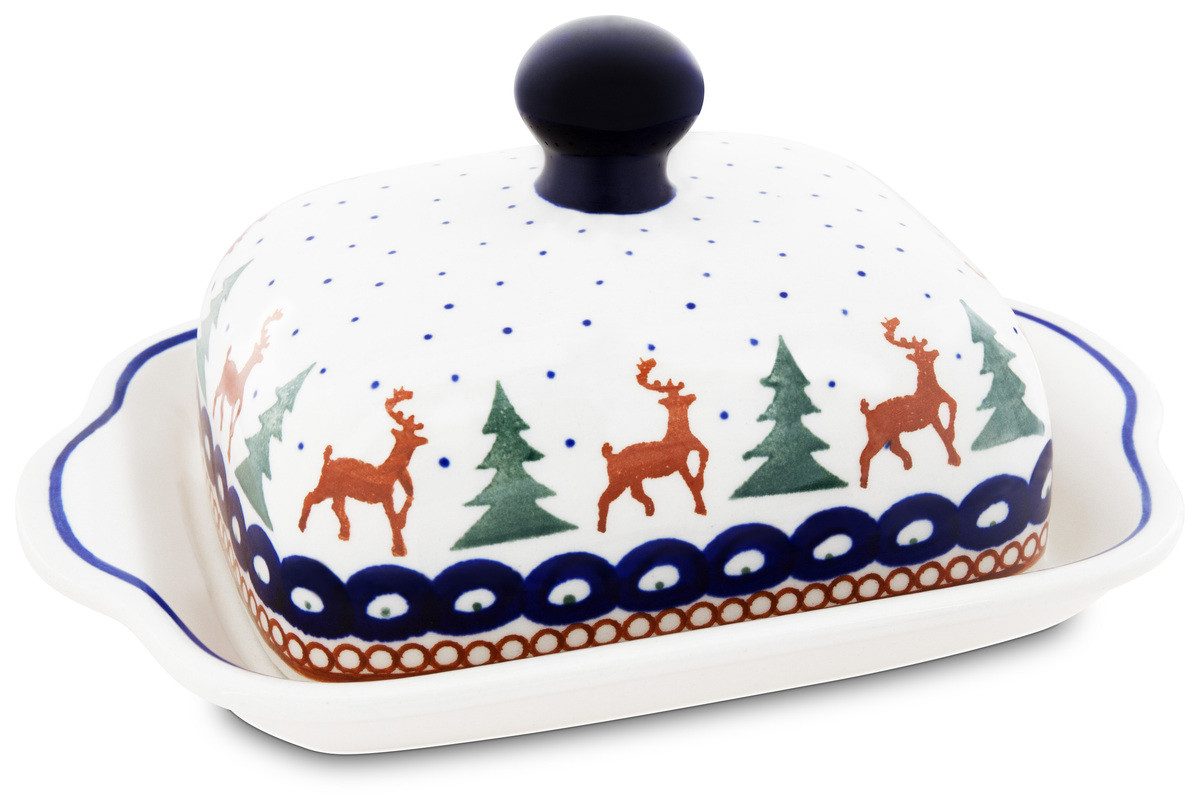 Bunzlauer Keramik Butterdose Bunzlauer Keramik Butterdose eckig für 250g (1 Stück Butter) Dekor 149, Keramik