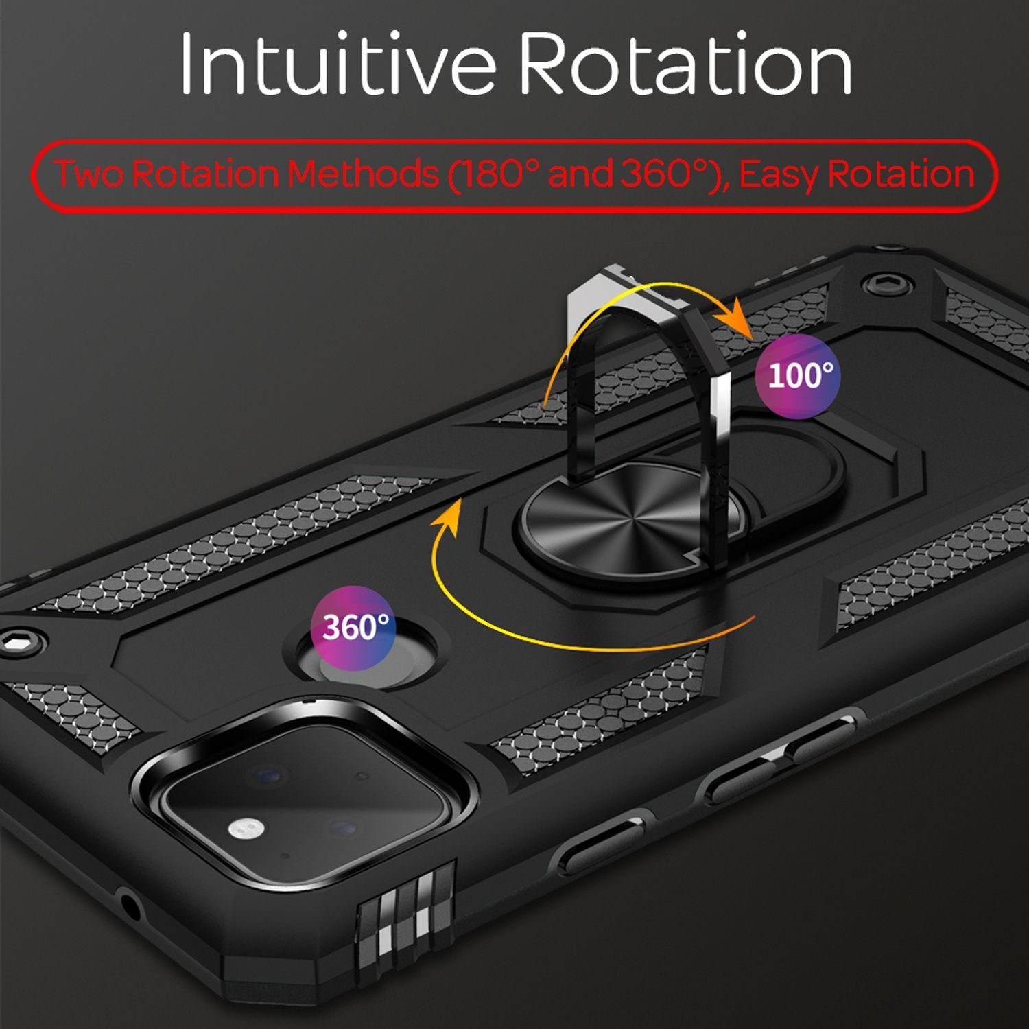 Nalia Smartphone-Hülle Google Pixel 5, Outdoor Military Style Hülle mit Ring / Extrem Schützend / Panzer Case