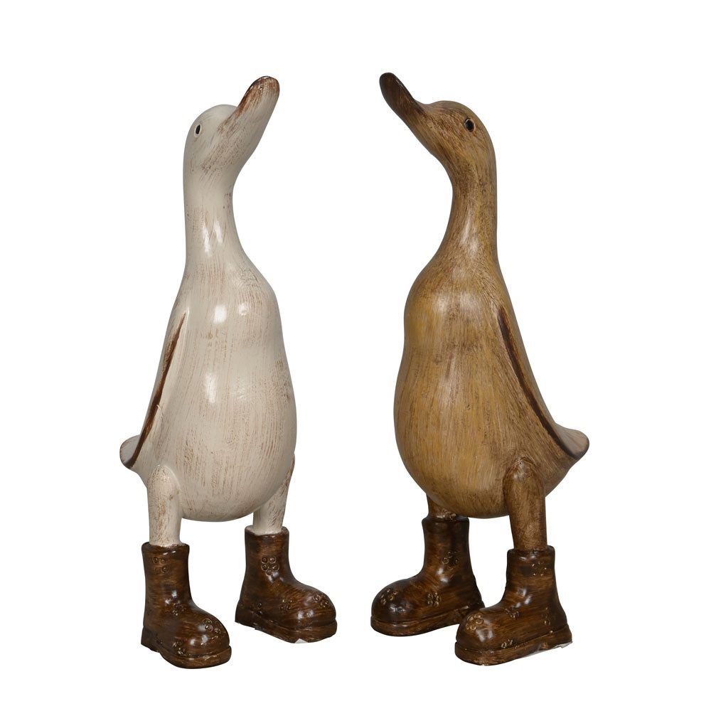 Dekoobjekt 2tlg. Gans FRIDA & FRIDOLIN weiß braun H20cm Figur Gans mit Stiefeln (