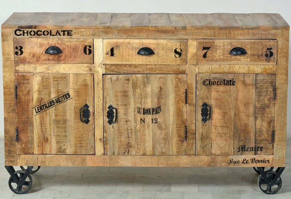 SIT Sideboard Rustic, im Factory Design, Breite 140 cm, Shabby Chic, Vintage,  Recyceltes Altholz: Tolle Holzoptik im Used Look