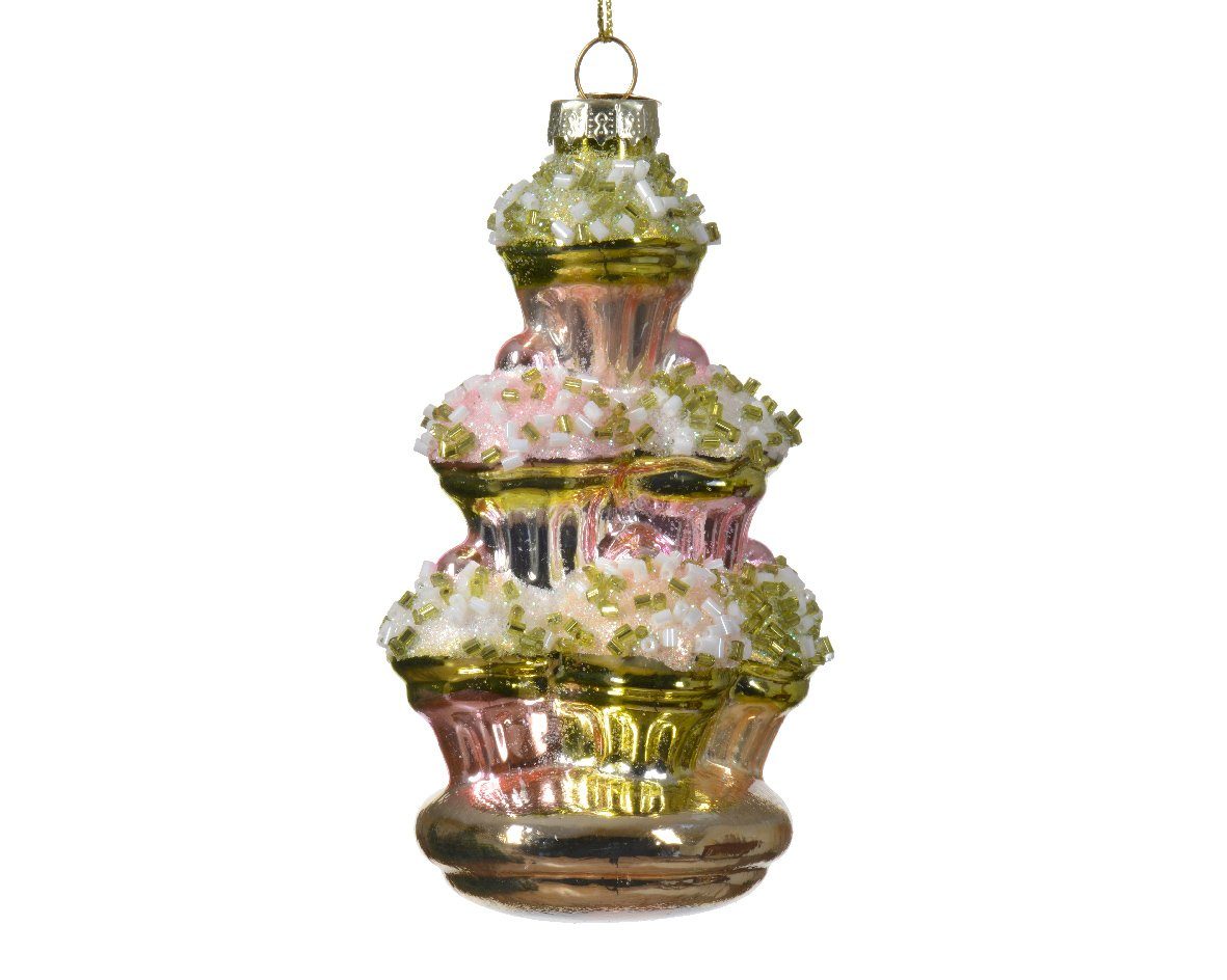 Decoris season decorations Christbaumschmuck, weiß Cupcakes Glas gold rosa 11cm Christbaumschmuck
