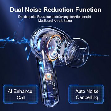 blackview Dual Noise Cancelling, Touch Sensoren In-Ear-Kopfhörer (Transparenzmodus ermöglicht das Hören der Umgebung, ideal für Sicherheit beim Sport., Adaptive Audio für Hörerlebnis, Lange Akkulaufzeit Stabile Verbindung)