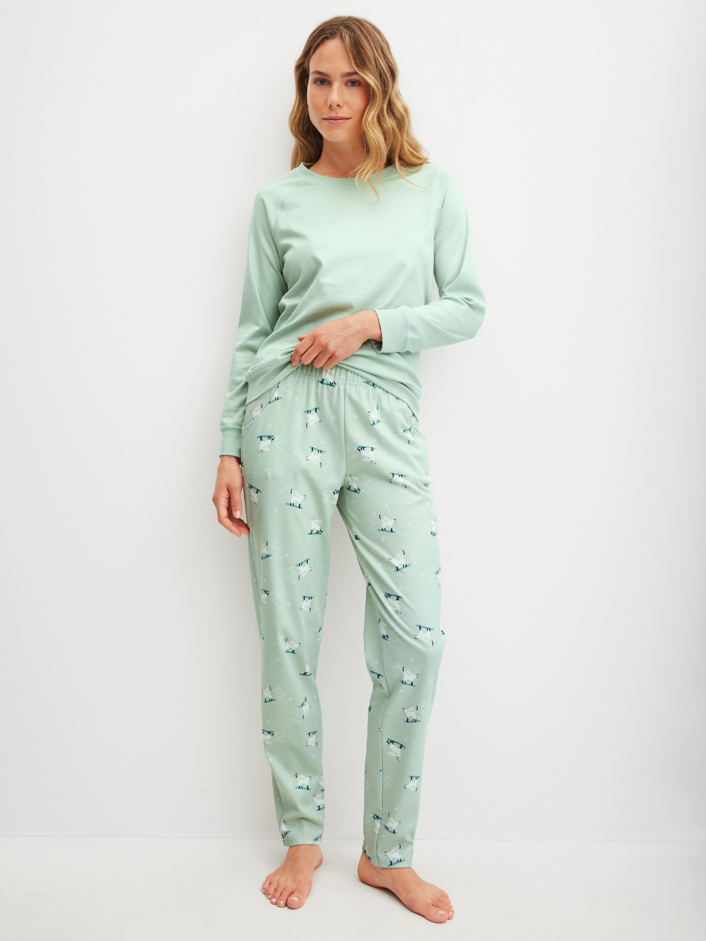 CALIDA Pyjamahose Favourites Cats Damen (1-tlg) mit Seitentaschen