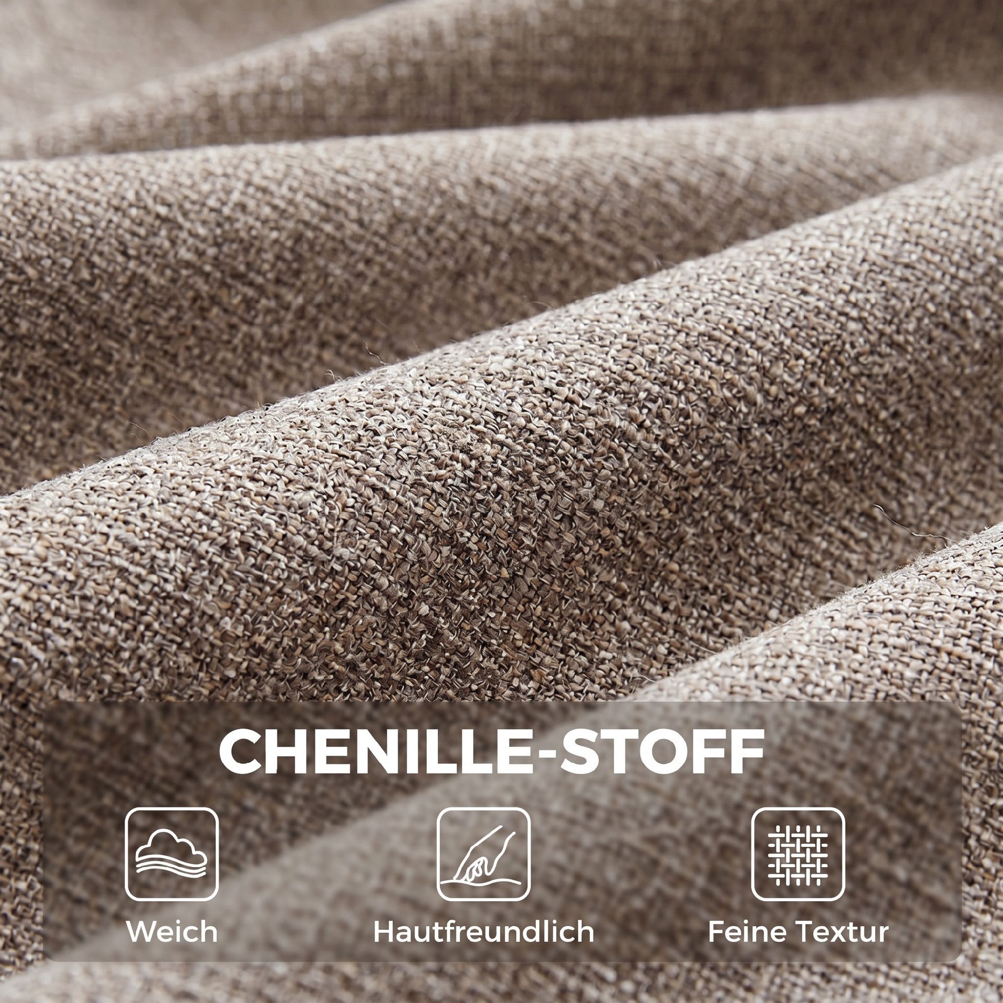 HOMCOM Relaxsessel Sessel Wohnzimmer Loungesessel mit Chenille-Optik (Set, 1-St., Lesesessel), Polsterstuhl für Schlafzimmer, Hellbraun – Bild 5 von 5