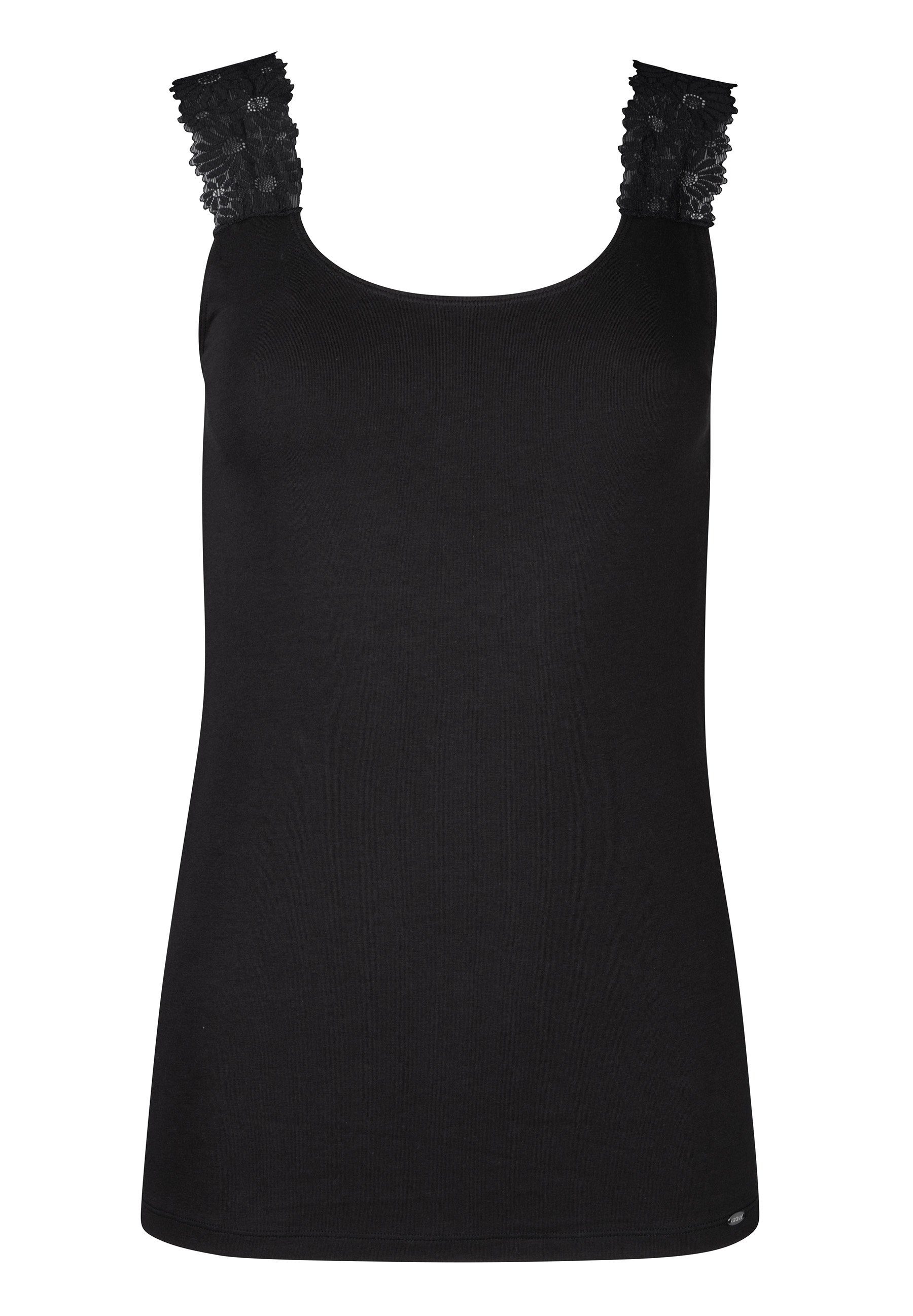 (1-St) black CottonLace Skiny Unterhemd Essentials