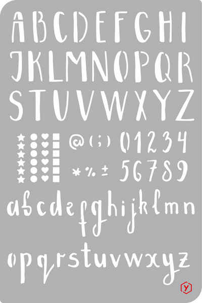 Pronty Crafts Malschablone Schablone Bullet Journal Alphabet, 18 cm x 12 cm