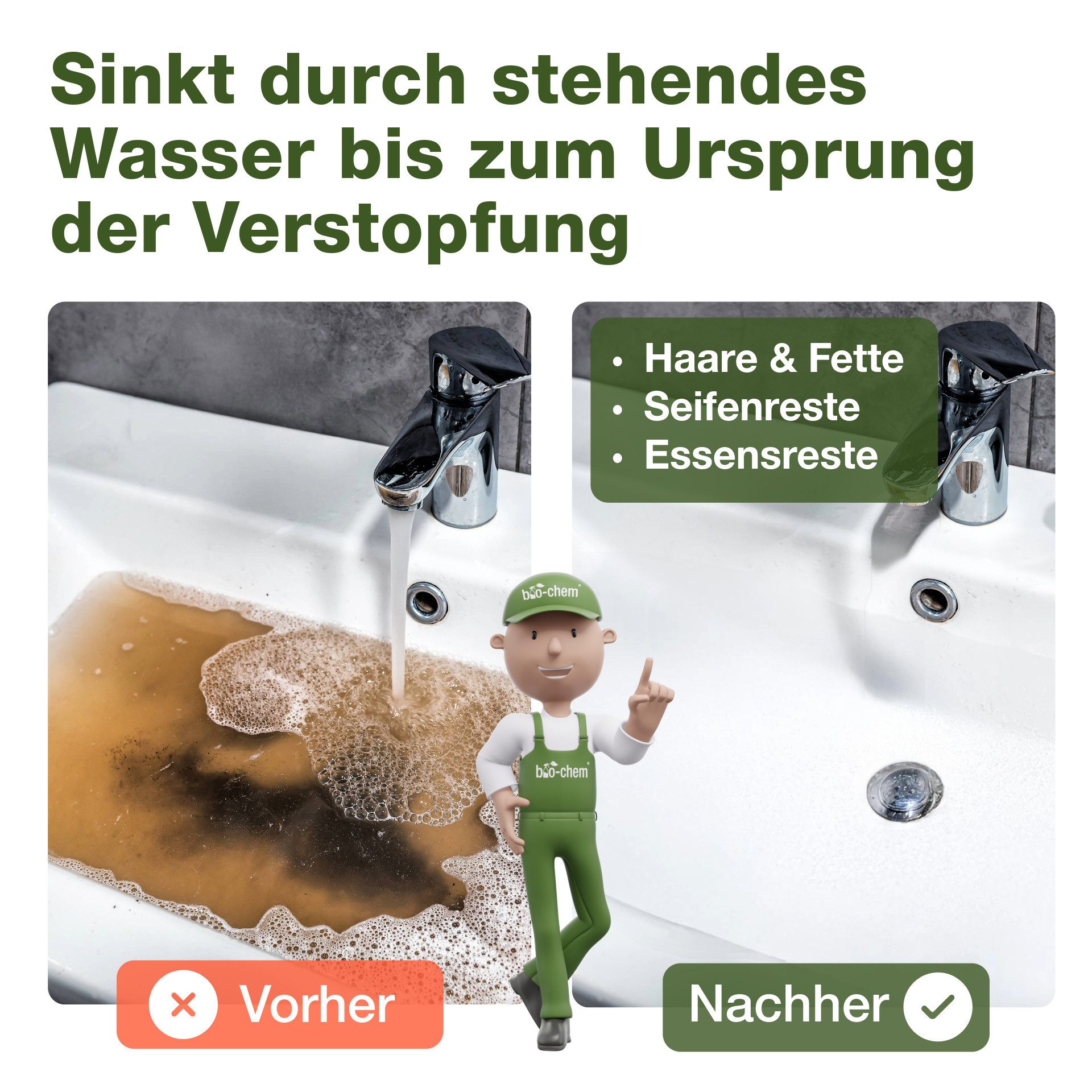 bio-chem Abflussreiniger EXTRA STARK 1 L - Profi Rohrreiniger - Geruchsneutral Rohrreiniger (Einzelprodukt, [- HAAR-WEG Abflussfrei 1 l Chlorfrei und geruchsneutral – sicher in Anwendung)