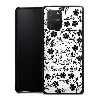 DeinDesign Handyhülle Peanuts Blumen Snoopy Snoopy Black and White This Is The Life, Samsung Galaxy S10 Lite Silikon Hülle Bumper Case Handy Schutzhülle