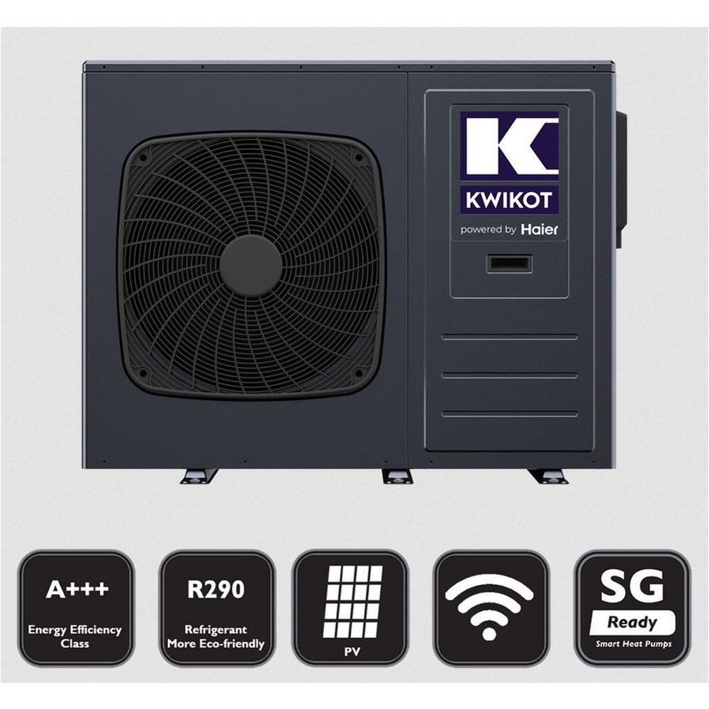 Haier Luft-Wasser-Wärmepumpe Kwikot by Haier 8 kW Monoblock-Wärmepumpe R290 A+++ KAWM08-Nd2(GN)