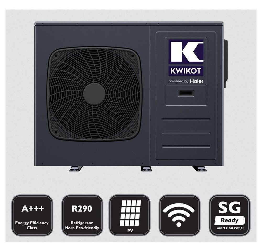 Haier Luft-Wasser-Wärmepumpe Kwikot by Haier 12 kW Monoblock-Wärmepumpe R290 A+++ KAWM12-Nd2(GN)