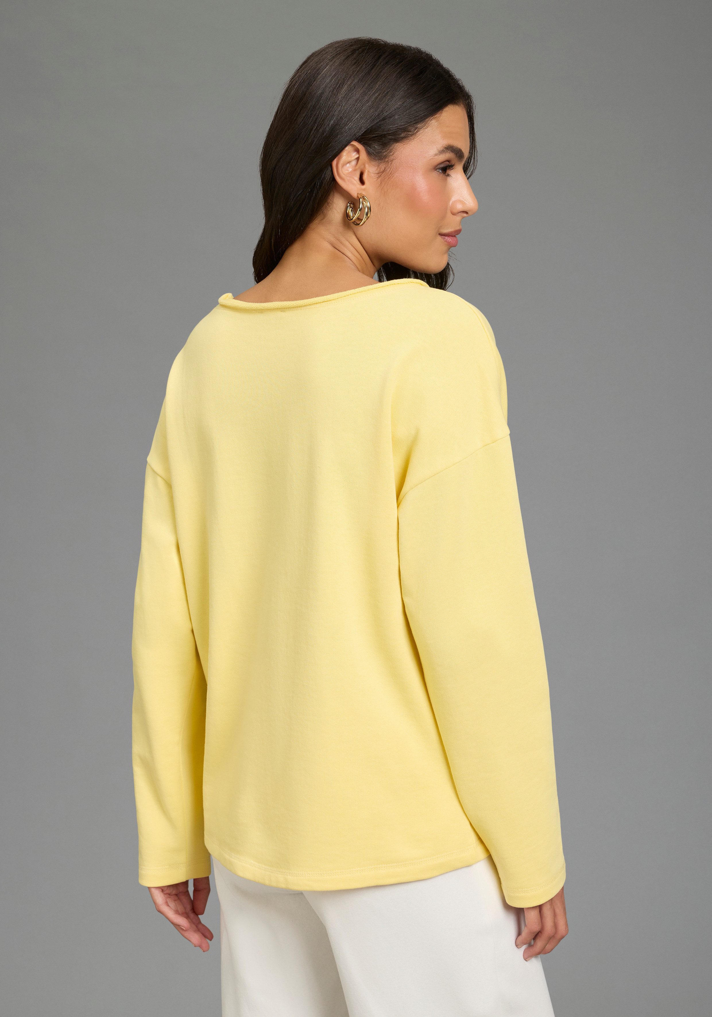 Laura Scott Longsweatshirt mit Fransenkante