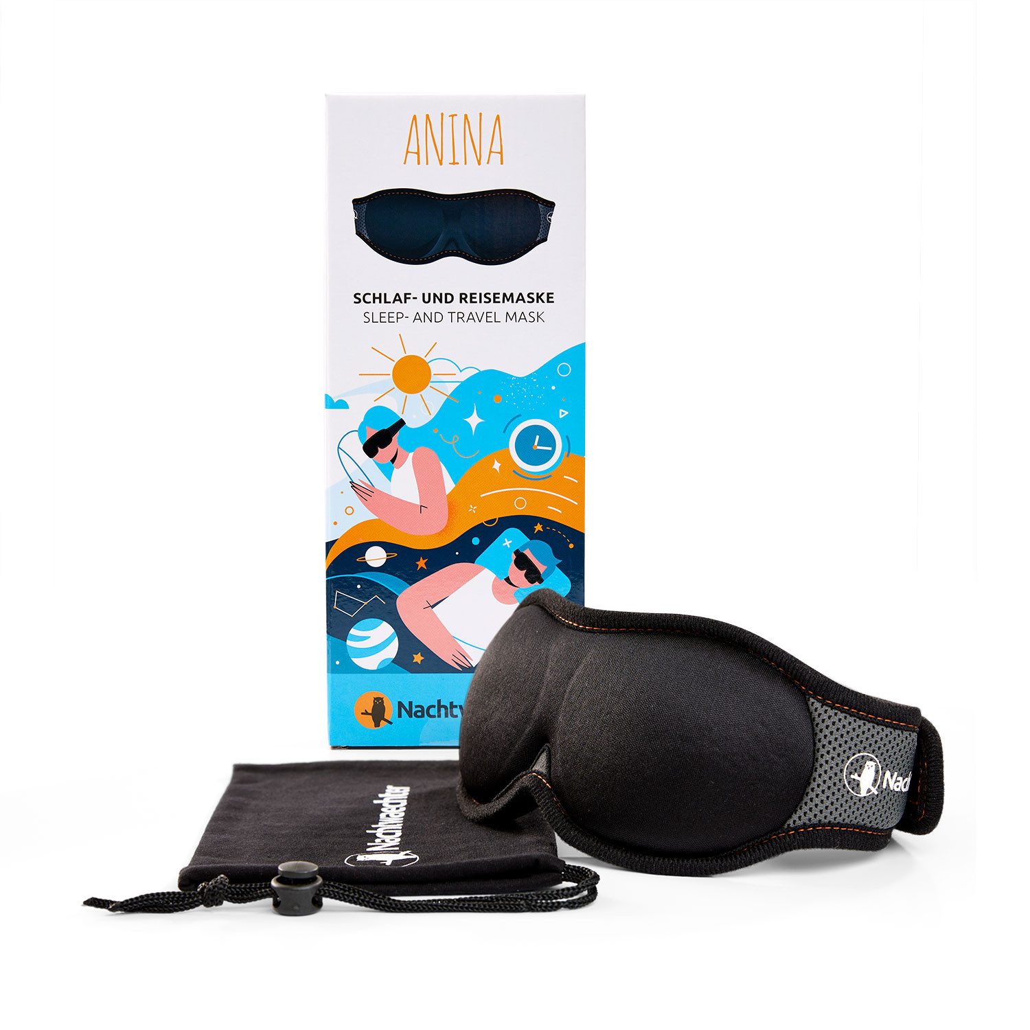 Nachtwaechter Schlafprodukte GmbH & Co. KG Schlafmaske Reise- und Schlafmaske 3D-ANINA, 1-tlg.