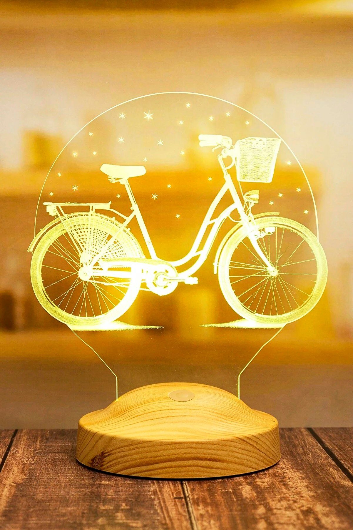 Geschenkelampe Frauen für Fahrrad Leuchte Fahrrad Männer, Lampe fest Farben Nachttischlampe integriert, 7 LED Liebhaber, Gravur Geschenk 3D Geschenke für