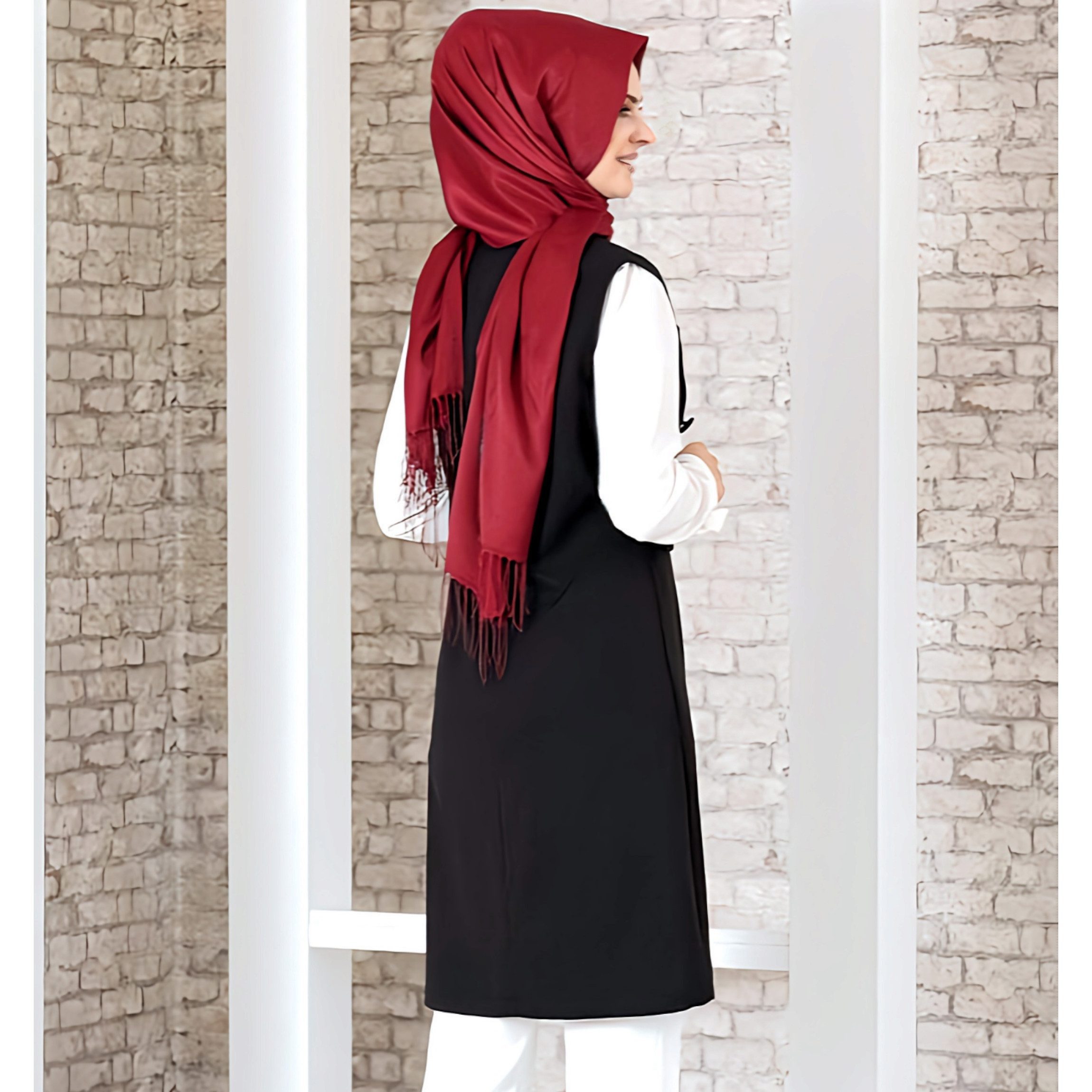 fashionshowcase Longtunika Damen Weste mit Knopfdetail und Kragen - Modest günstig online kaufen