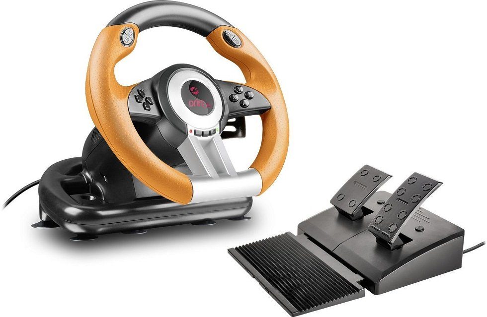 Speedlink DRIFT O.Z. Racing Wheel PC-Lenkrad (für PC/Computer, Pedale für Gas und Bremse, Vibrationseffekte)