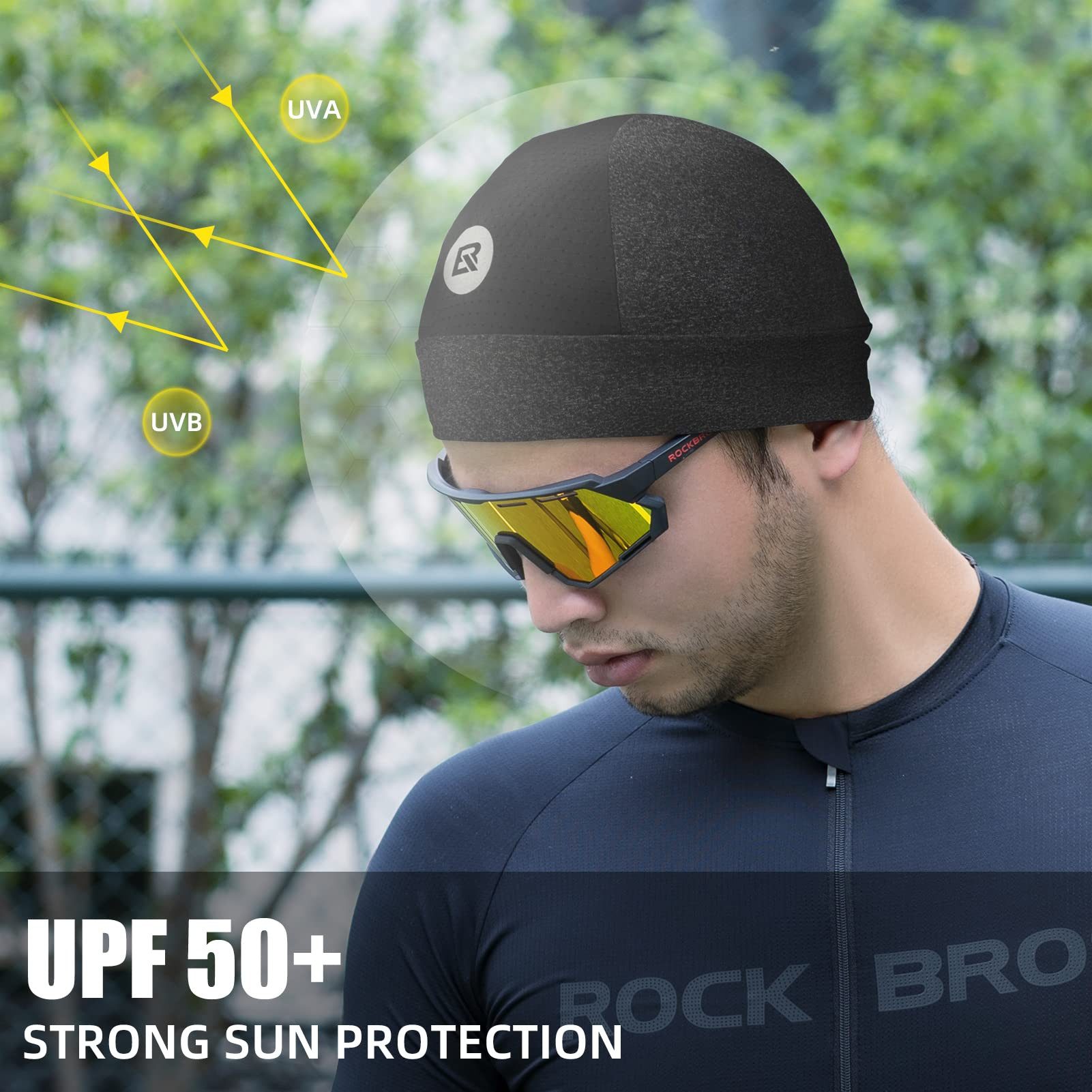 ROCKBROS Unterhelmmütze Fahrradhelm, leichte Sommer-Laufmütze mit UV-Schutz, Einheitsgröße Kühl und komfortabel