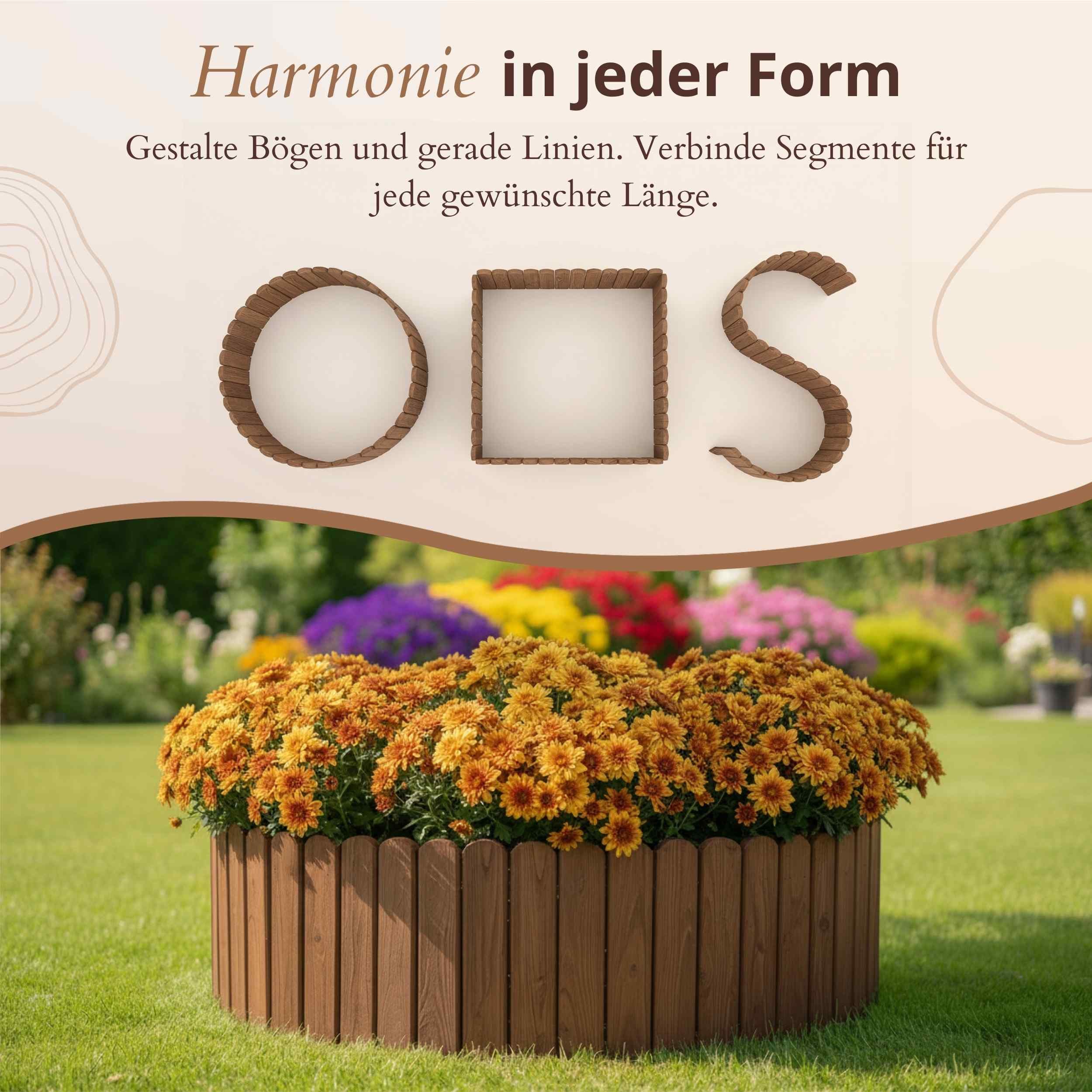 Floranica Beetbegrenzung Beeteinfassung Beetumrandung Rasenkante Umrandung Flexibler Rollborder, LxH: 200x10 cm, 1 Stk., Braun, für Garten, Rindenmulch, Blumenb – Bild 4 von 5