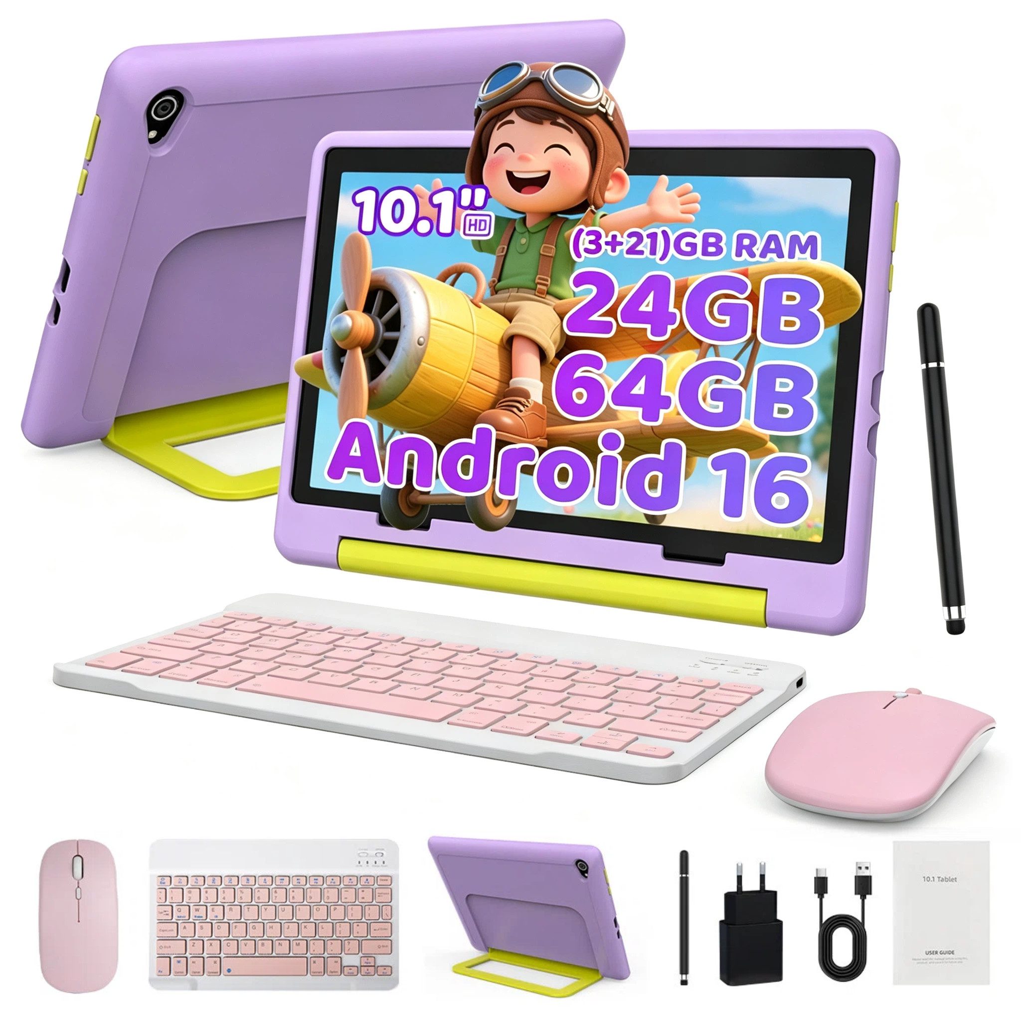 BUFO Kinder Lern-Tablet mit Elternkontrolle 10'' Android 16, 64GB Tablet (10", 64 GB, Android 16, Kids Bumper blau)