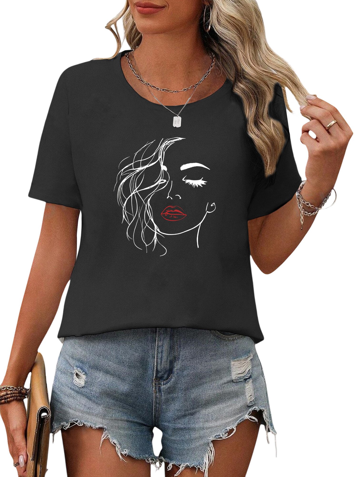 PYL Kurzarmbluse Damen Bequemes Sommer Kurzarmbluse günstig online kaufen