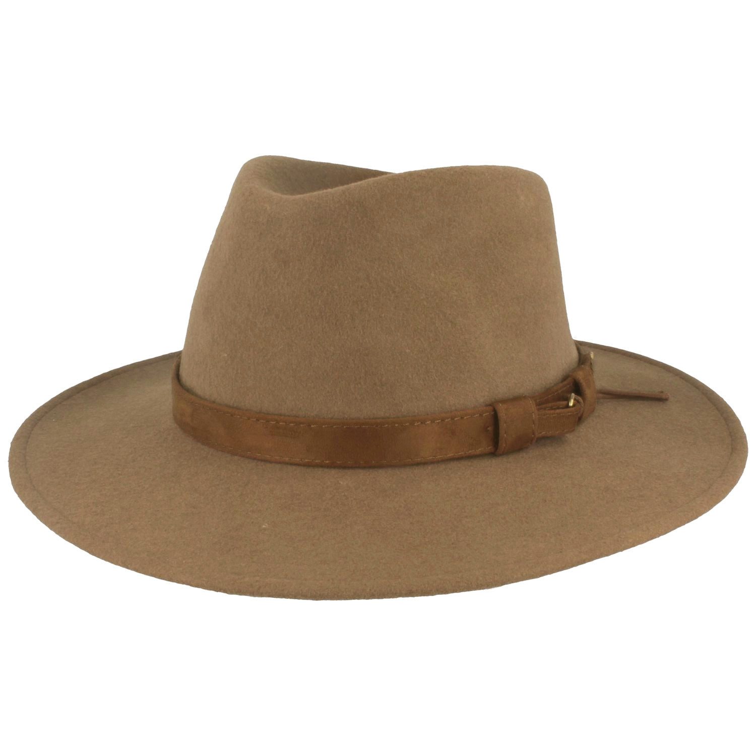 Breiter Filzhut rollbar aus Wollfilz mit Fransen