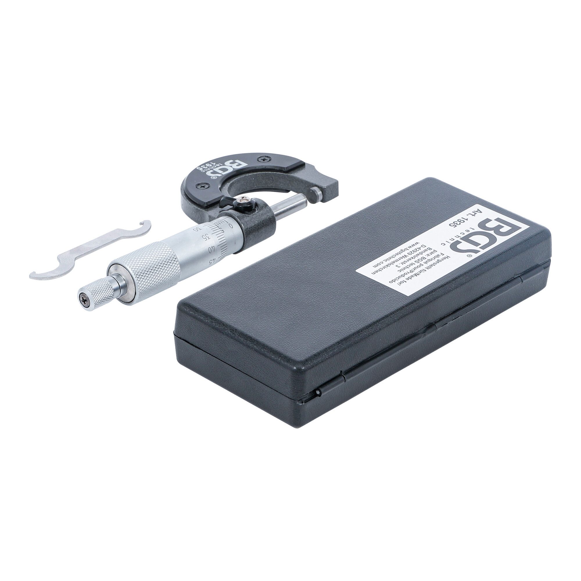 BGS technic Messschieber BGS Bügelmessschraube in Holzkassette Genauigkeit 0,01 mm 0 - 25 mm