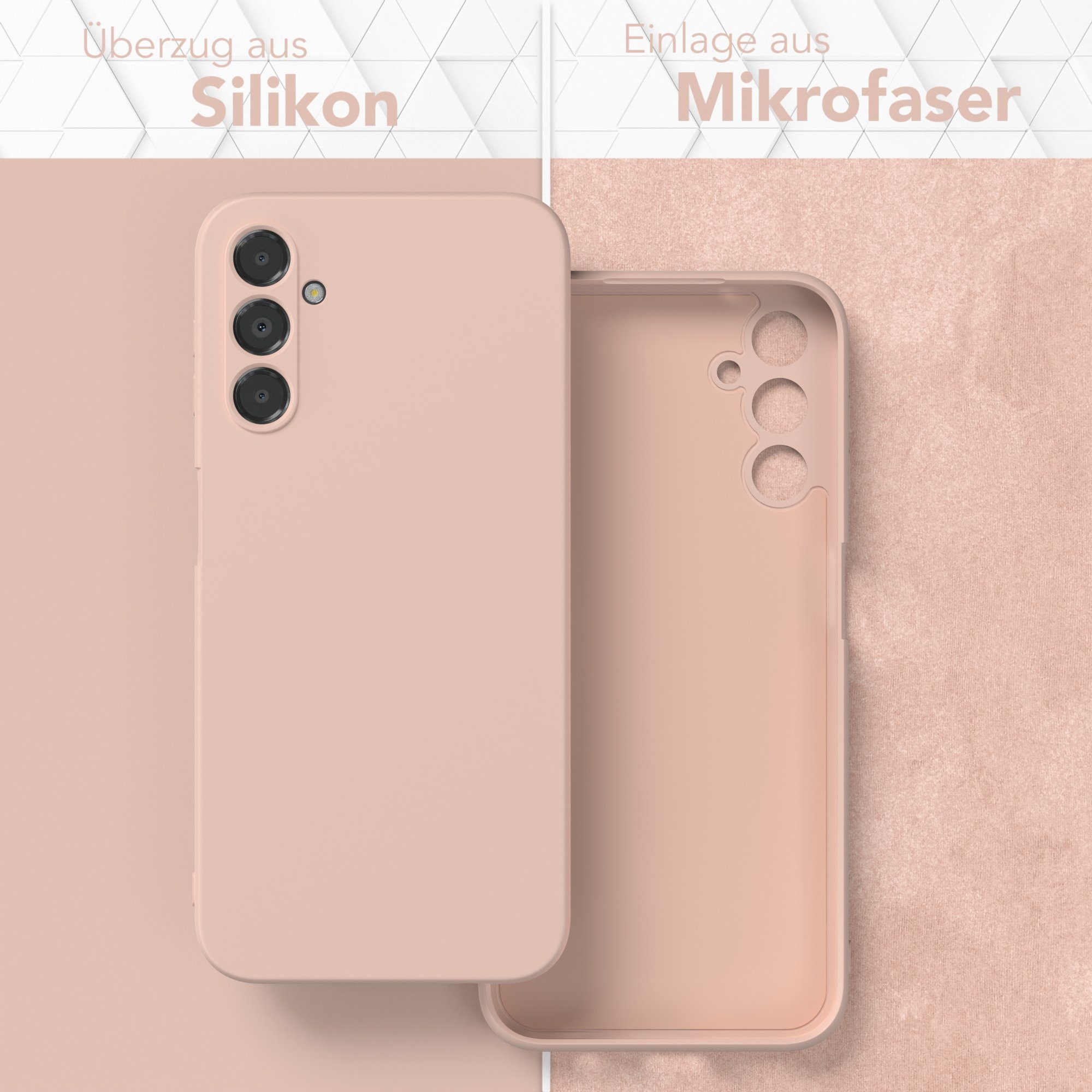 EAZY CASE Handyhülle für Samsung Galaxy A14 5G Hülle Silikon 6,6 Zoll, Silikon Schutzhülle mit Kameraschutz kratzfest bumper Rosa Altrosa