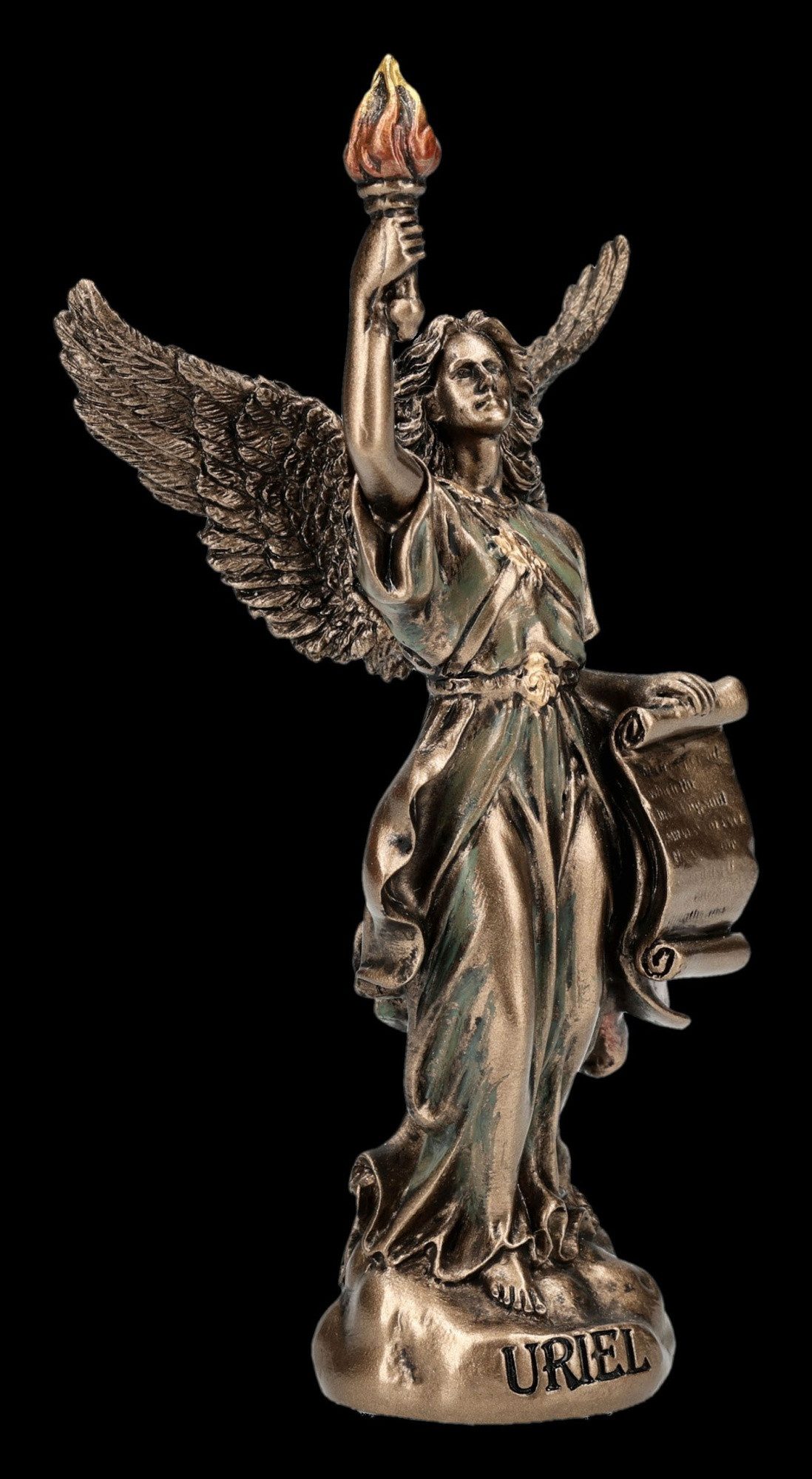 Figuren Shop GmbH Dekofigur Erzengel Uriel Figur – bronzierte Miniatur Statue Veronese 11 cm Deko
