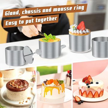 BlingBin Speisering 6 Stück Dessertringe und Speiseringe speiseringe Lebensmittel Ringe, Edelstahl, (6er Set, 6 tlg., 6pcs), geeignet Dessertring/Speisering für Desserts, Kuchen, DIY
