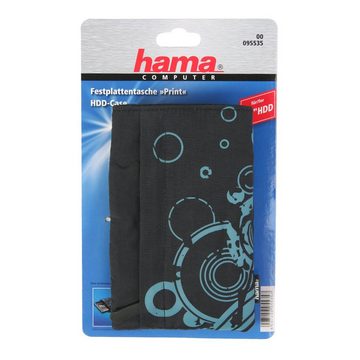 Hama Festplattentasche Tasche Print Schwarz Case Schutz-Hülle Cover, Tragegurt Aufbewahrung 2,5" Zoll externe HDD tragbare Festplatte PC