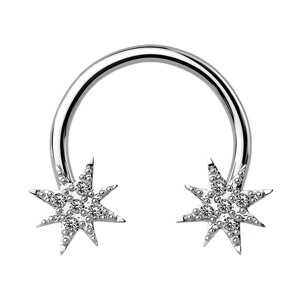 Piercing-Set Lippen Ohr Hufeisen Kristall Sterne Labret
