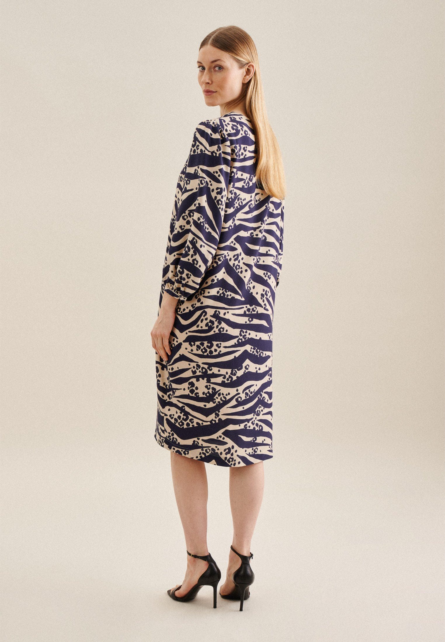 seidensticker Sommerkleid "Schwarze Rose" 7/8-Arm Rundhals Animal günstig online kaufen