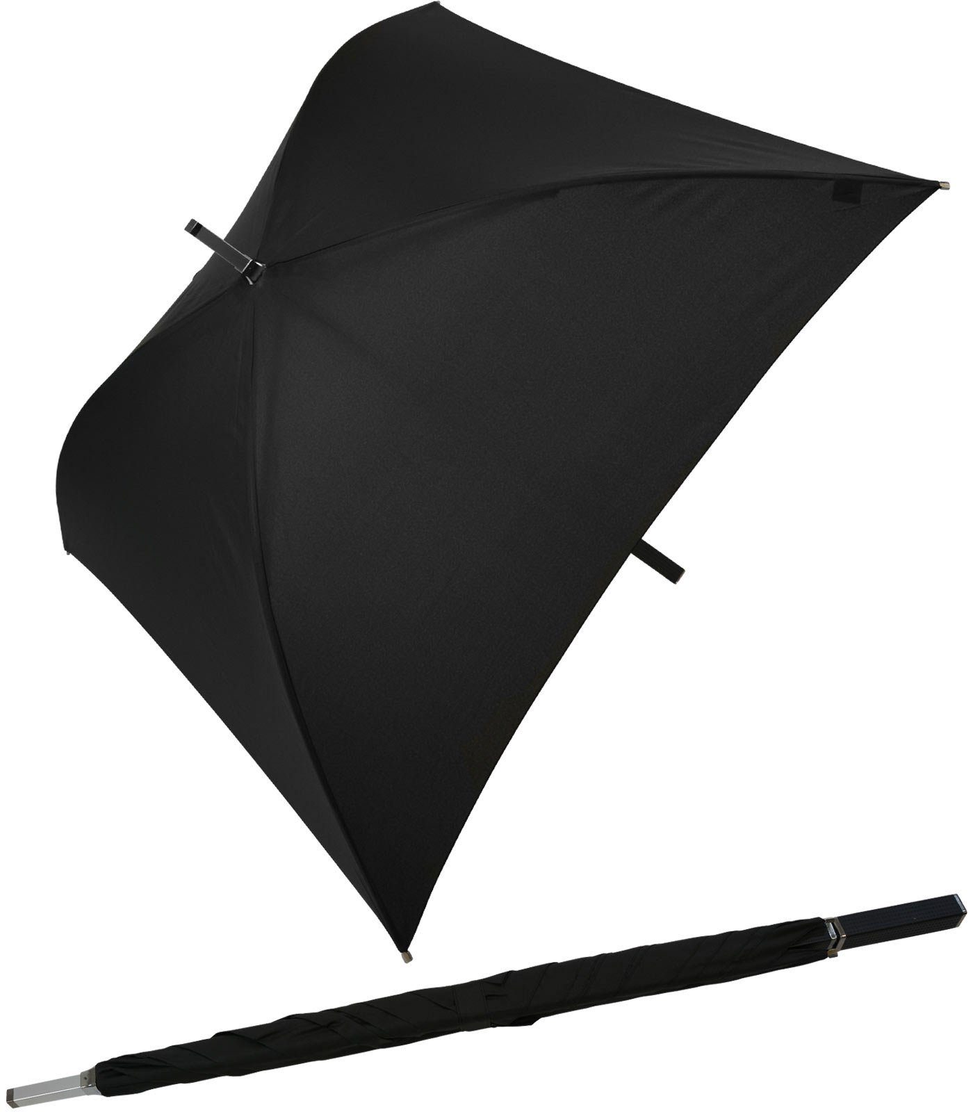 besondere All Impliva voll schwarz Square® Regenschirm, Regenschirm ganz quadratischer Langregenschirm der