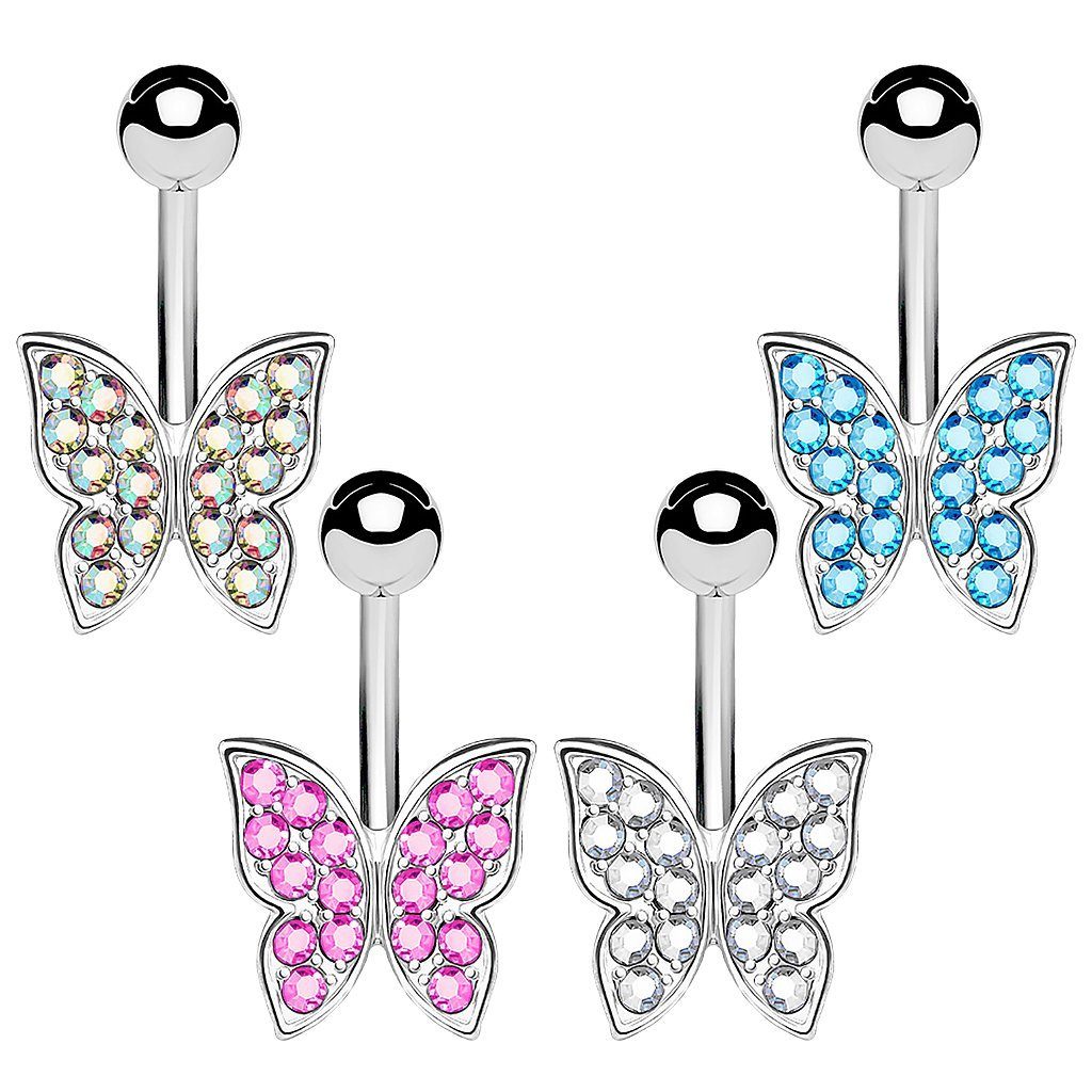 Taffstyle Bauchnabelpiercing Piercing Chirurgenstahl Kristall Schmetterling, Bauchnabelpiercing Bauchnabel Banane Stecker Anhänger Tribal Vintage