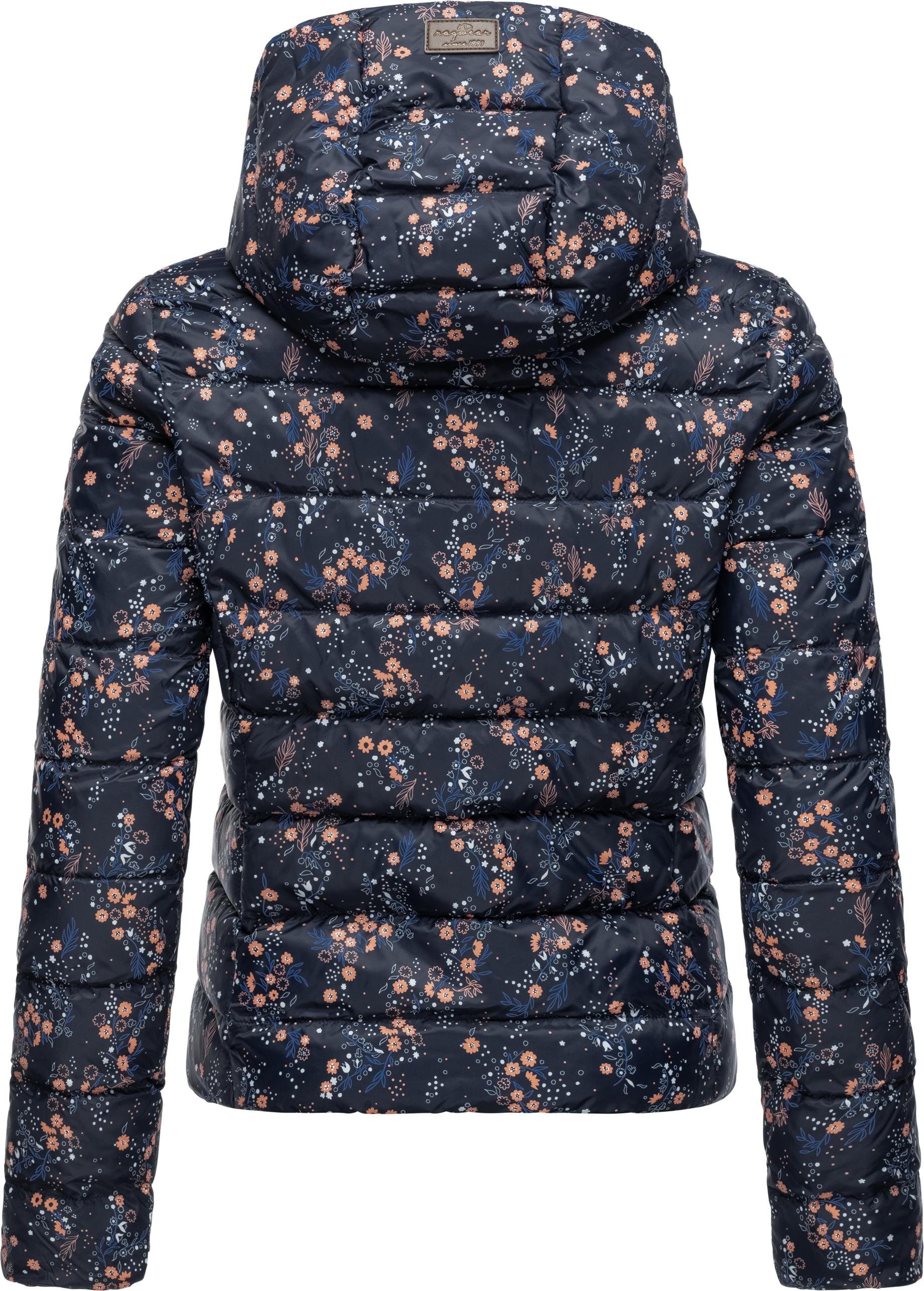 Ragwear Steppjacke Tiasa Geblümte Winterjacke Material, Mega Kapuze, mit wasserabweisendes softes Innenfutter softes