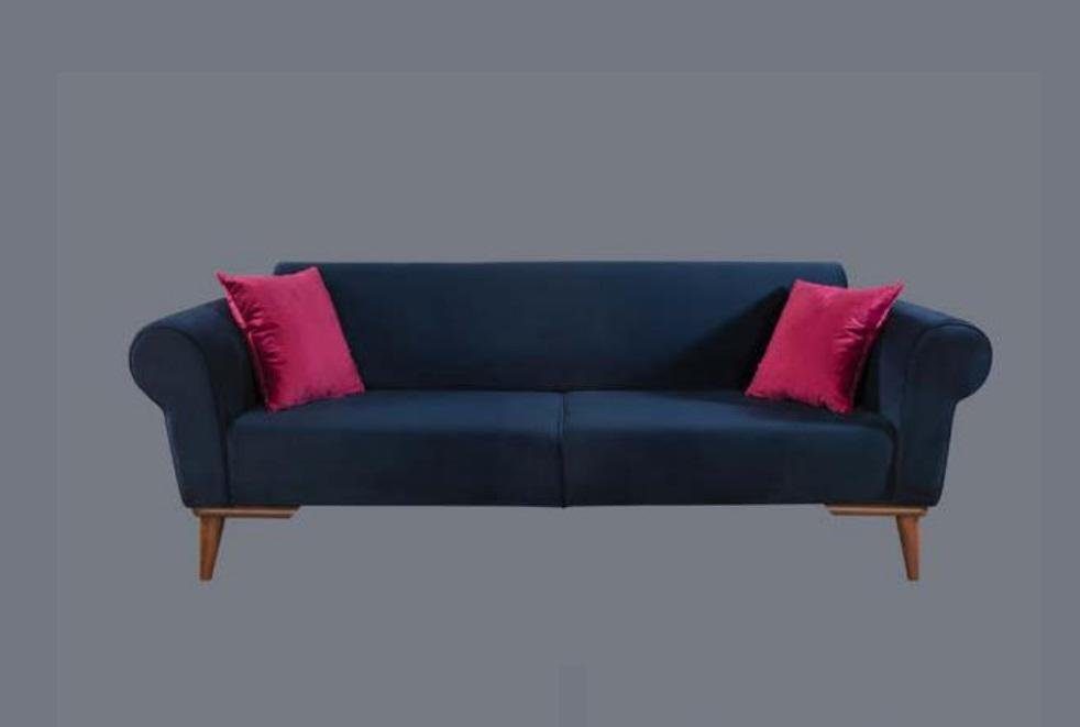 JVmoebel Sofa Blauer Dreisitzer Sofa 3-Sitzer Textil Sofas Luxus Polster Couchen, Made in Europe