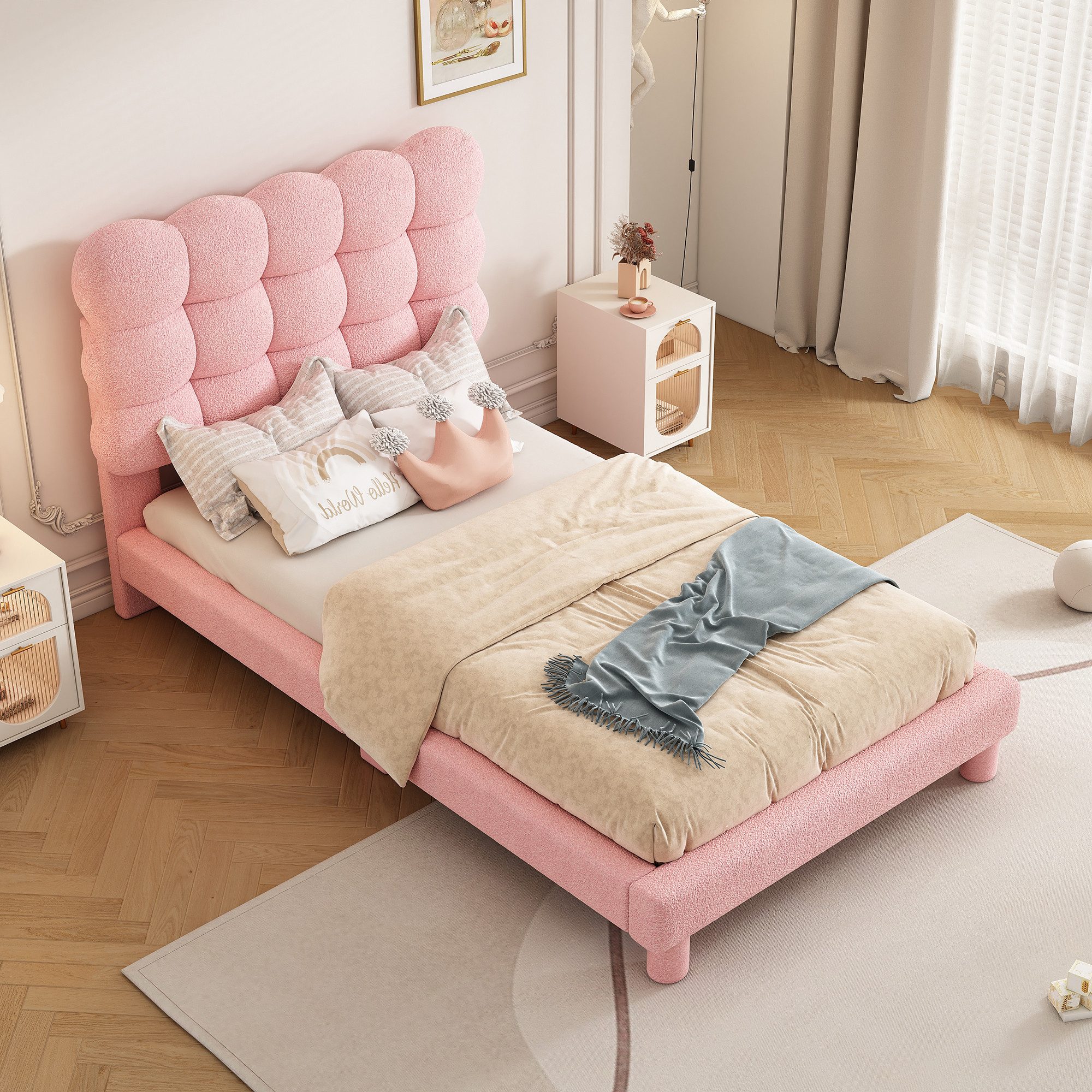 FLIEKS Polsterbett Kinderbett Einzelbett 90x200cm - Einrichtungsbeispiel