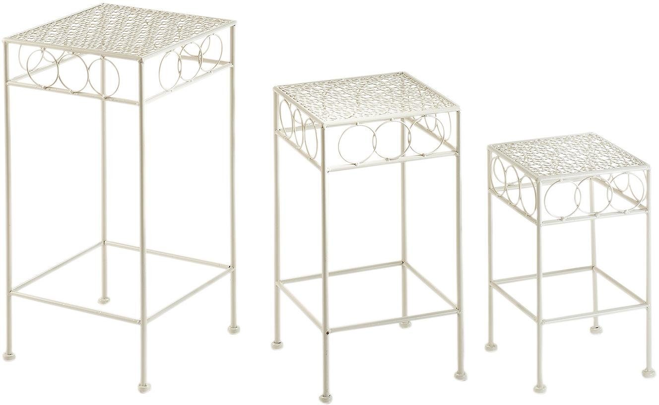 locker Цветочный табурет (3er-Set), eckig aus Metall, antique cream