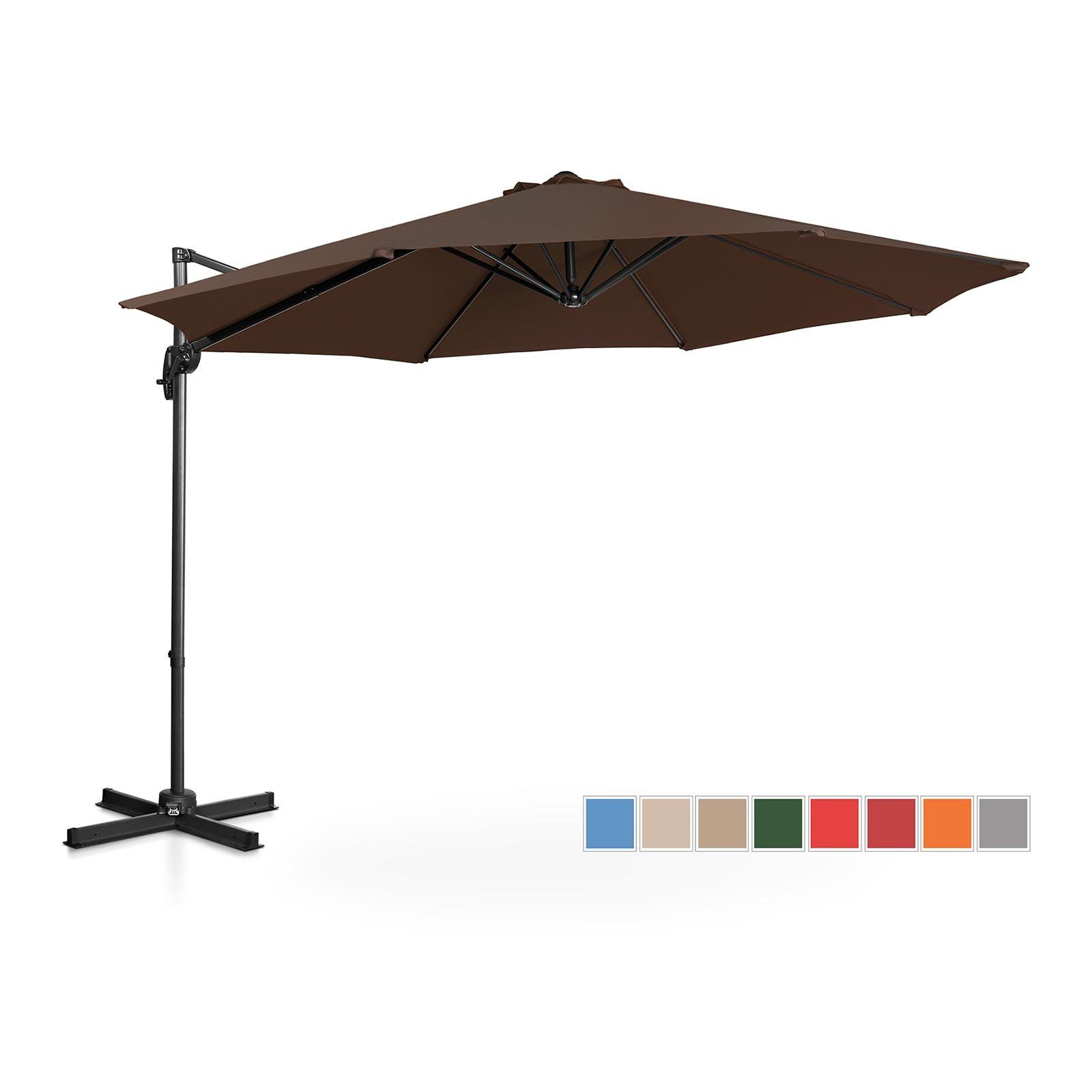Uniprodo Sonnenschirm Ampelschirm braun rund Ø 300 cm drehbar