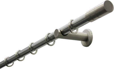 Gardinenstange Gardinenstangen Set Metall, GARDINIA, Ø 20 mm, 1-läufig, Fixmaß, mit Bohren, verschraubt, Metall, 1-Lauf