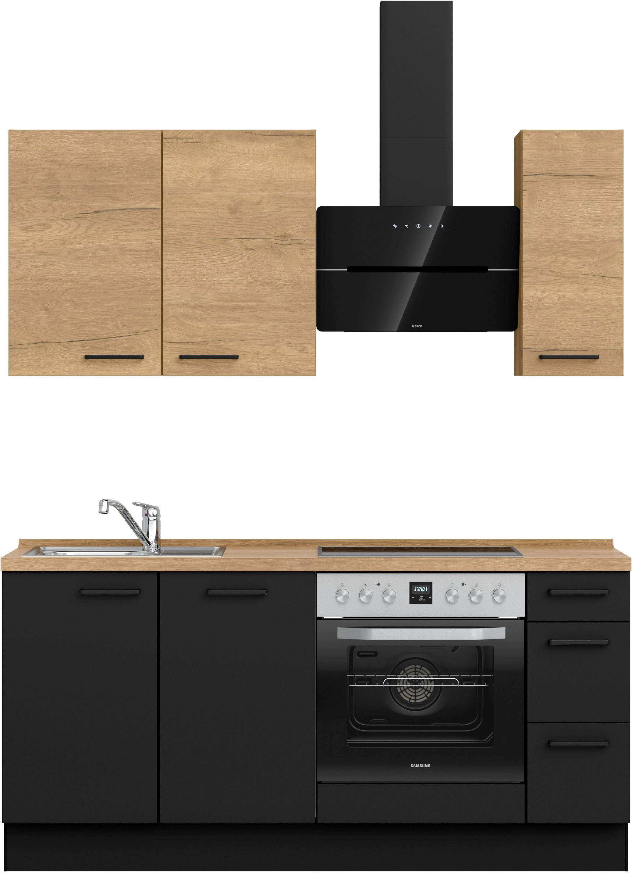 nobilia® Küchenzeile "MIAMI", NEU: individuell anpassbar mit gratis Profi-Beratung, vormontiert, Breite 180 cm, Ausrichtung wählbar, wahlw. mit E-Geräten