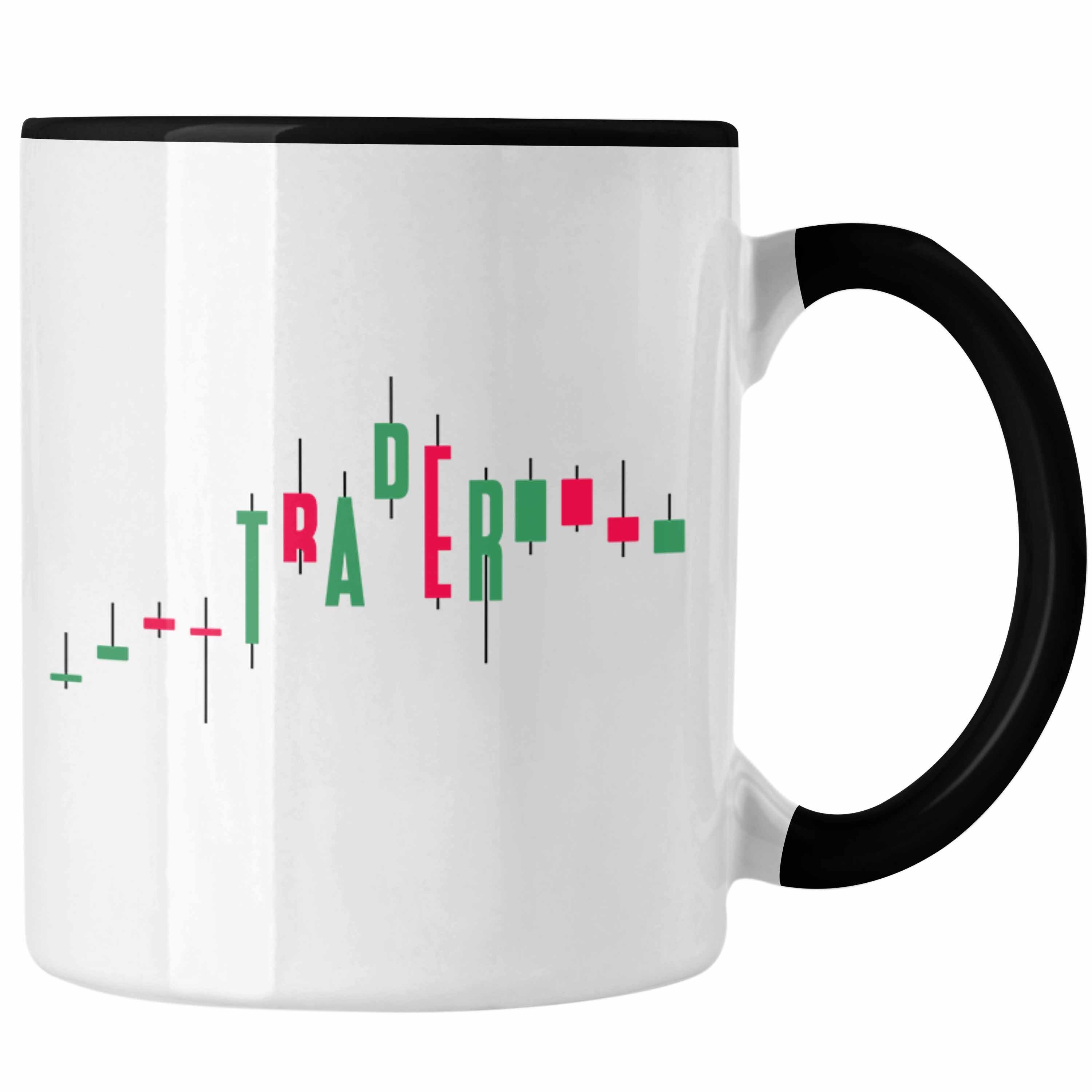 Trendation Tasse Aktien "Trader" Tasse Lustiges Geschenk für Aktien Investment Börse Schwarz | Teetassen