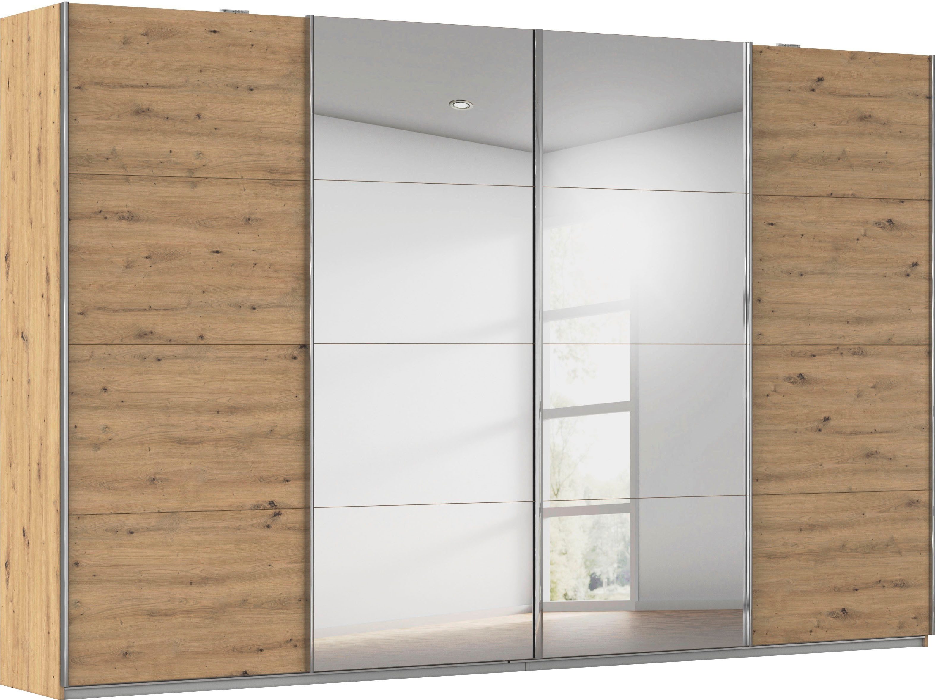 rauch Schwebetürenschrank Kleiderschrank Schrank Garderobe Wäscheschrank Ankleide SYNCRONO (Breiten 271/316/361 cm Höhen 211/230 cm) mit Synchronöffnung