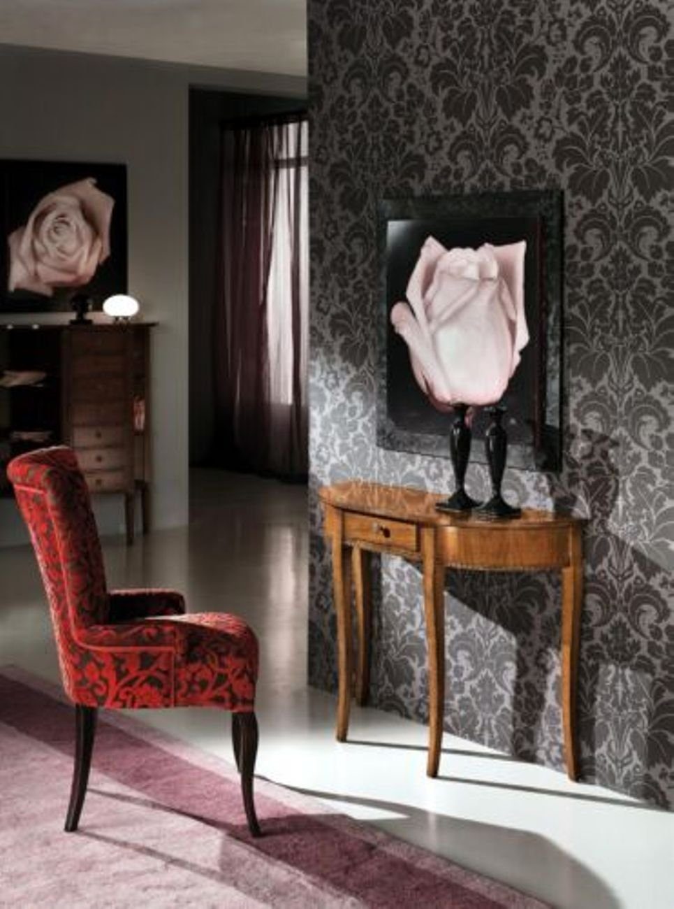 JVmoebel Stühle Italienische Wohnzimmer Sessel Holz Stuhl, Stuhl Braun Luxus Lehn