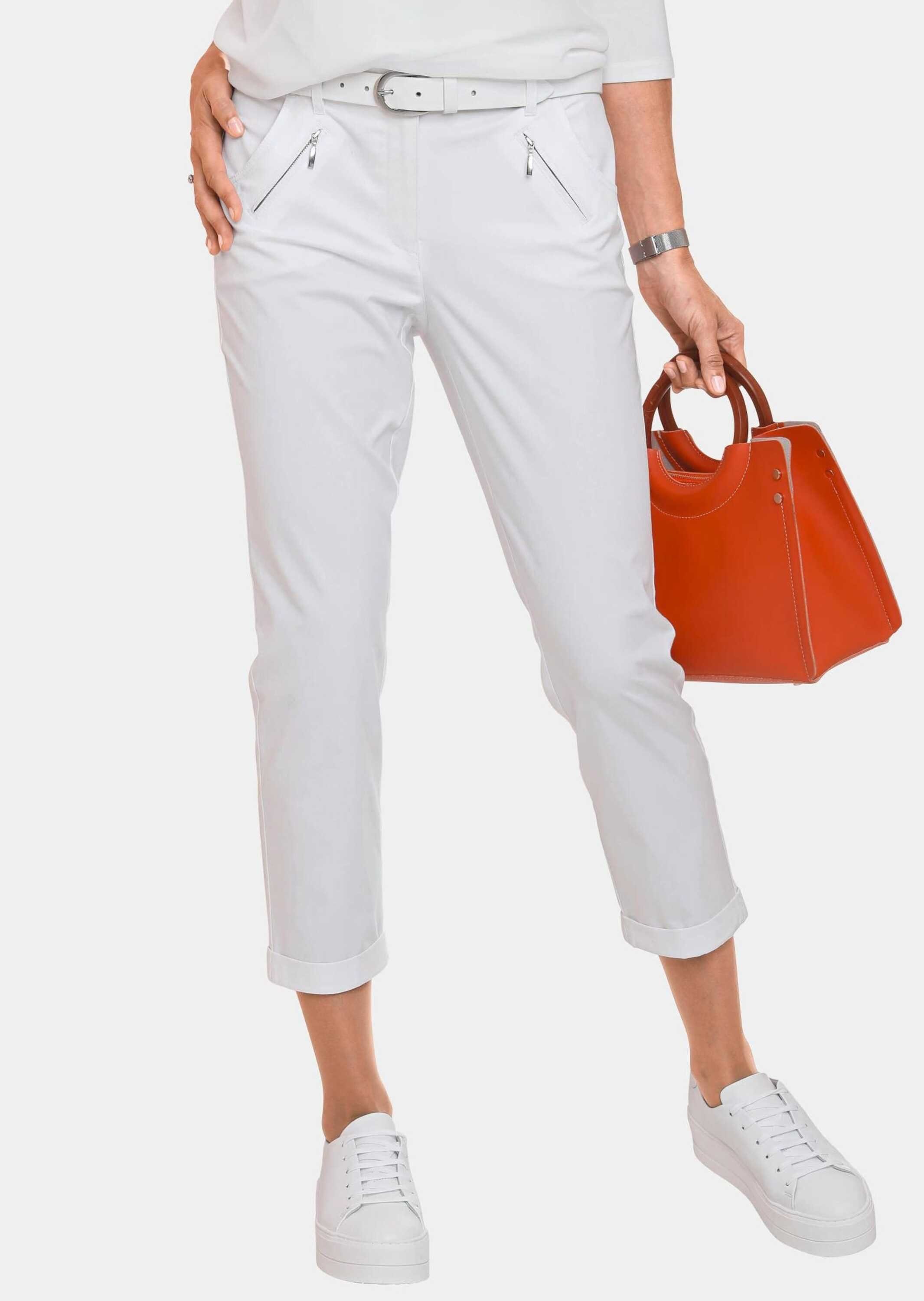 GOLDNER 7/8-Caprijeans Kurzgröße: Baumwollhose mit Formbund Jerseyhose mit Taschen, Zierreißverschlüssen und 7/8-Länge