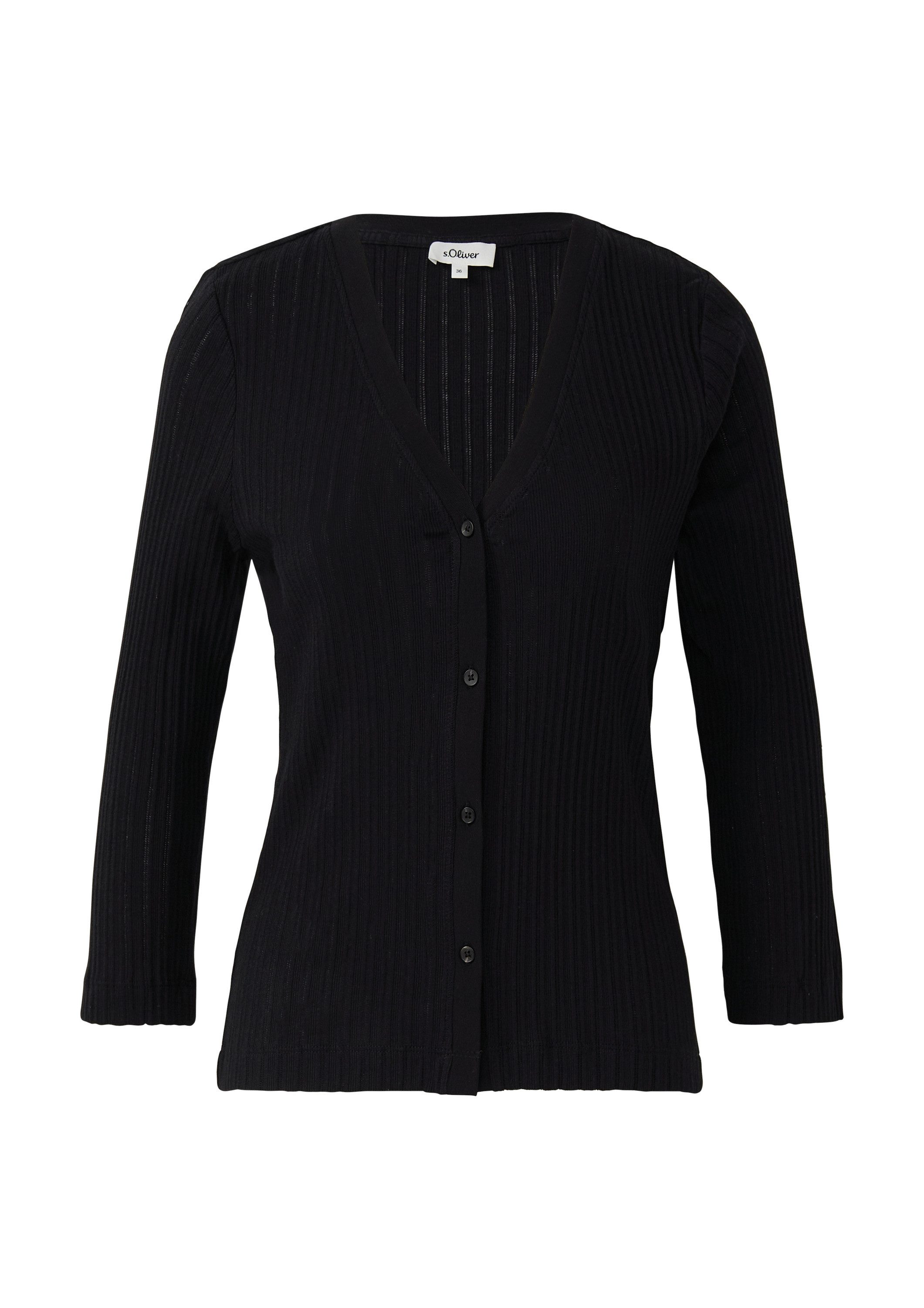 s.Oliver 3/4-Arm-Shirt T-Shirt Semitransparente Strickjacke aus Ajour-Rippe günstig online kaufen