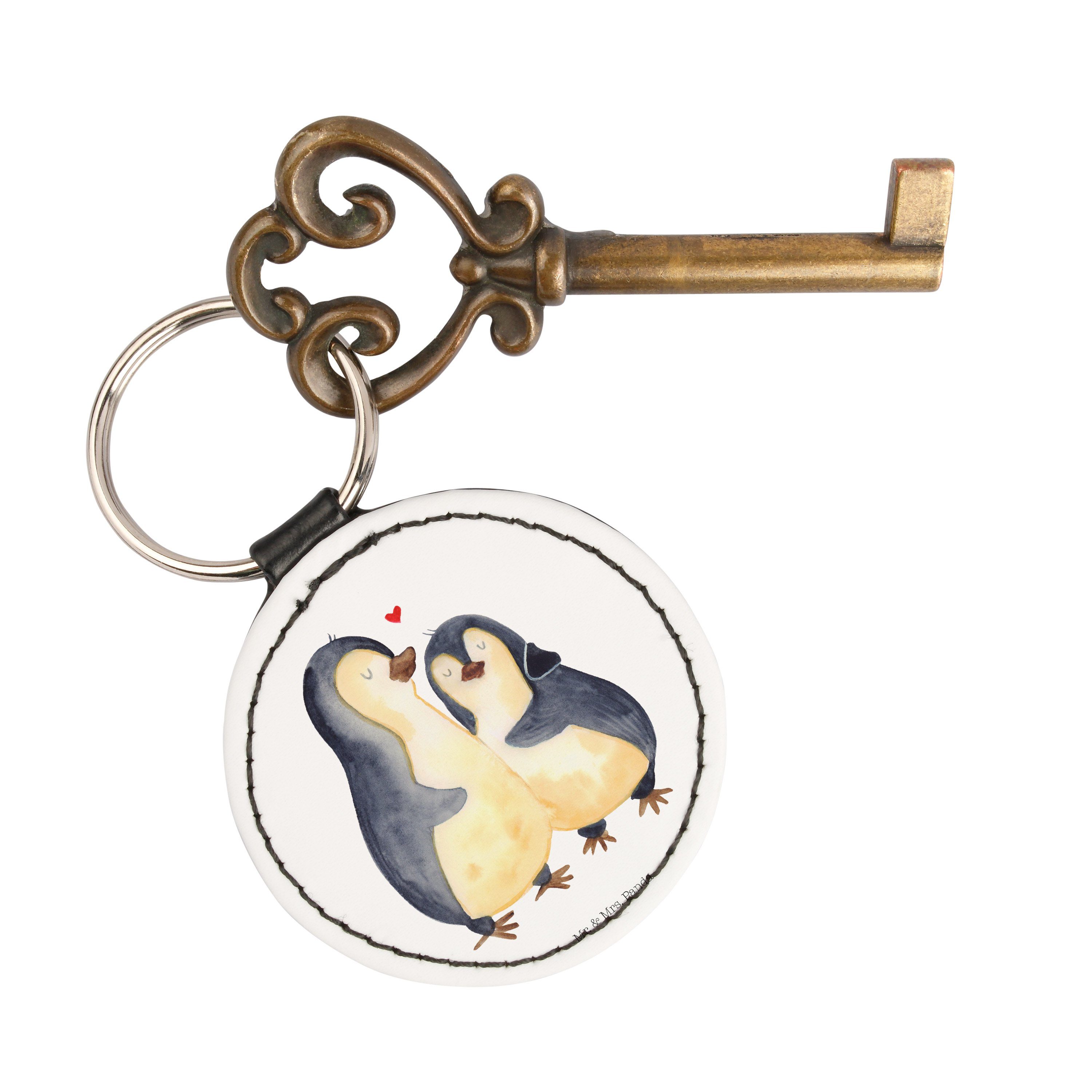 Weiß - umarmend - (1-tlg) glücklich, Mrs. Schlüsselanhänger Mr. & Glücksbringer, Pinguin Jahrest Panda Geschenk,
